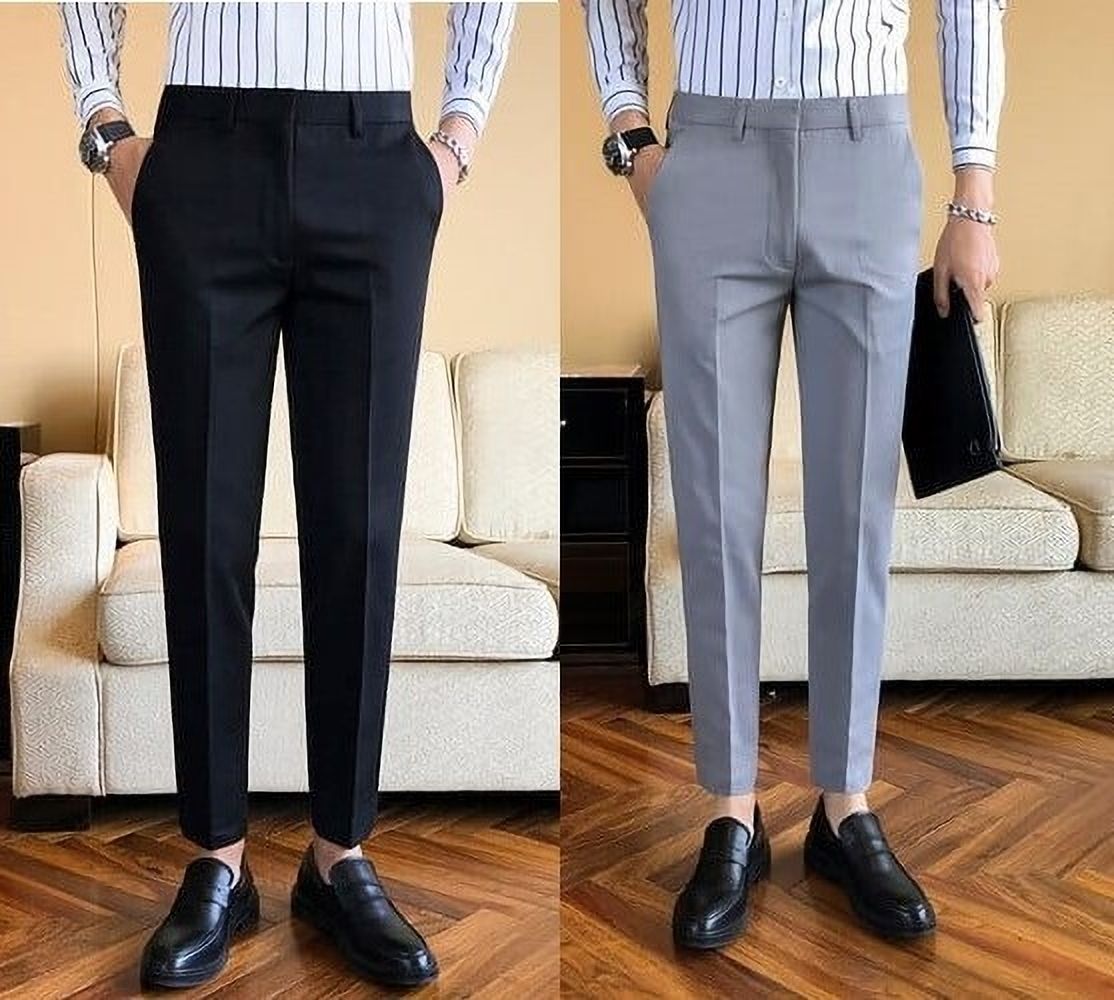 pesado Pack of 2 Men Regular Fit Multicolor Cotton Blend Trousers-picture-12