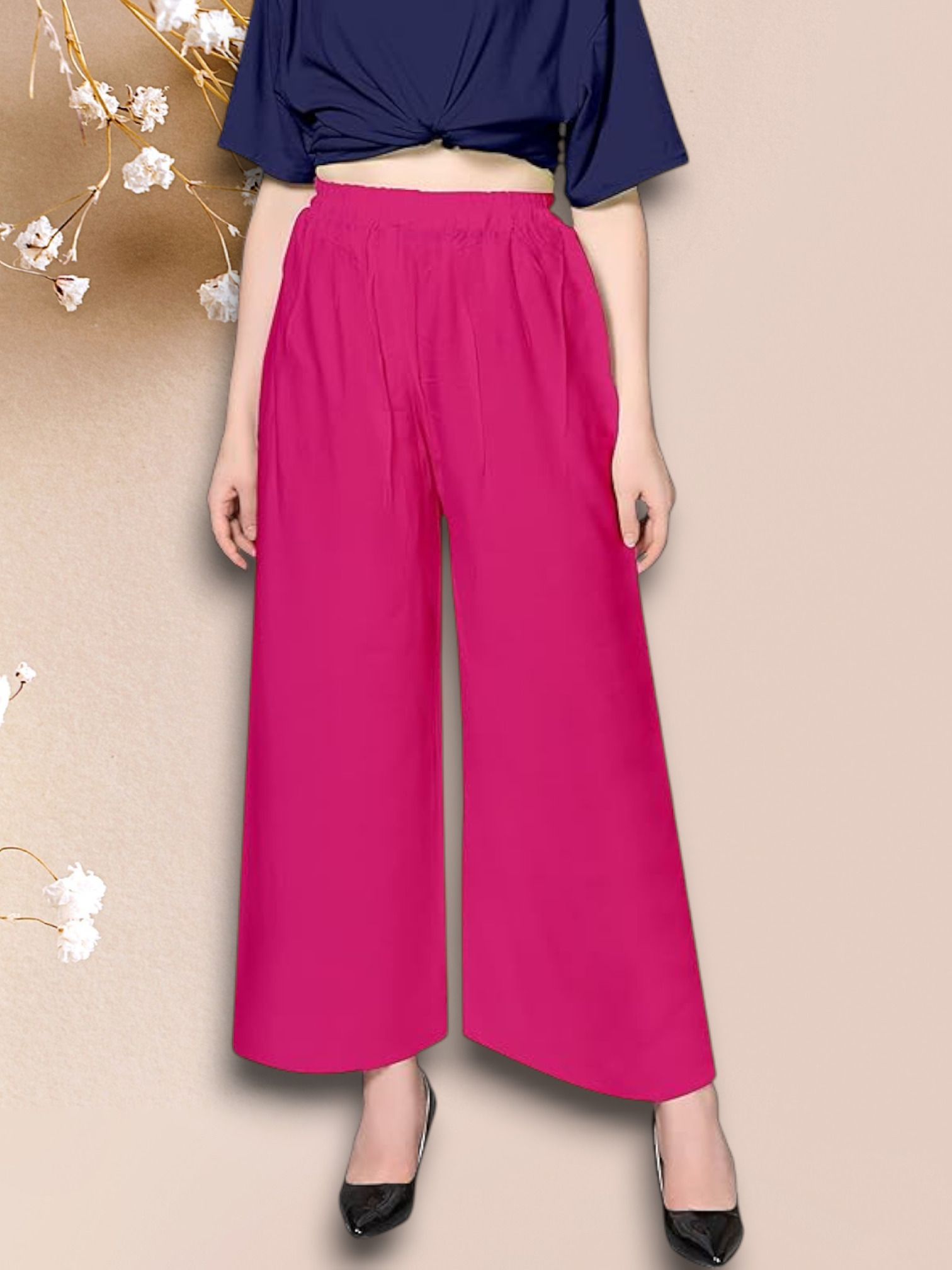 acd Women Comfort Fit Pink Viscose Rayon Trousers-picture-5