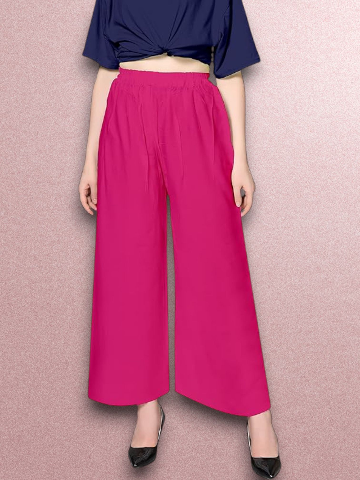 acd Women Comfort Fit Pink Viscose Rayon Trousers-picture-5