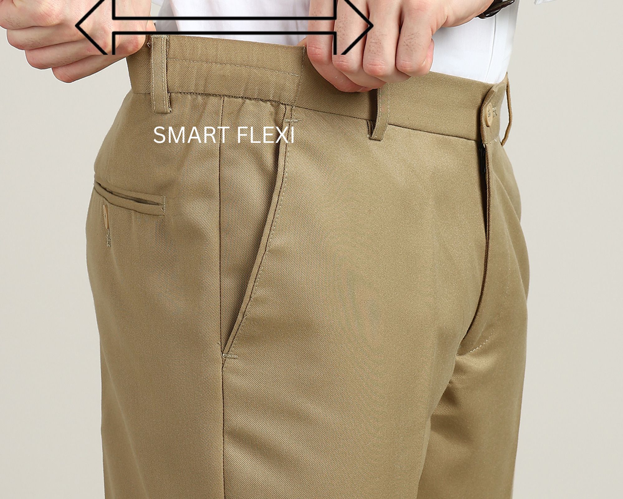 Men Slim Fit Khaki Polyester Trousers-image-39