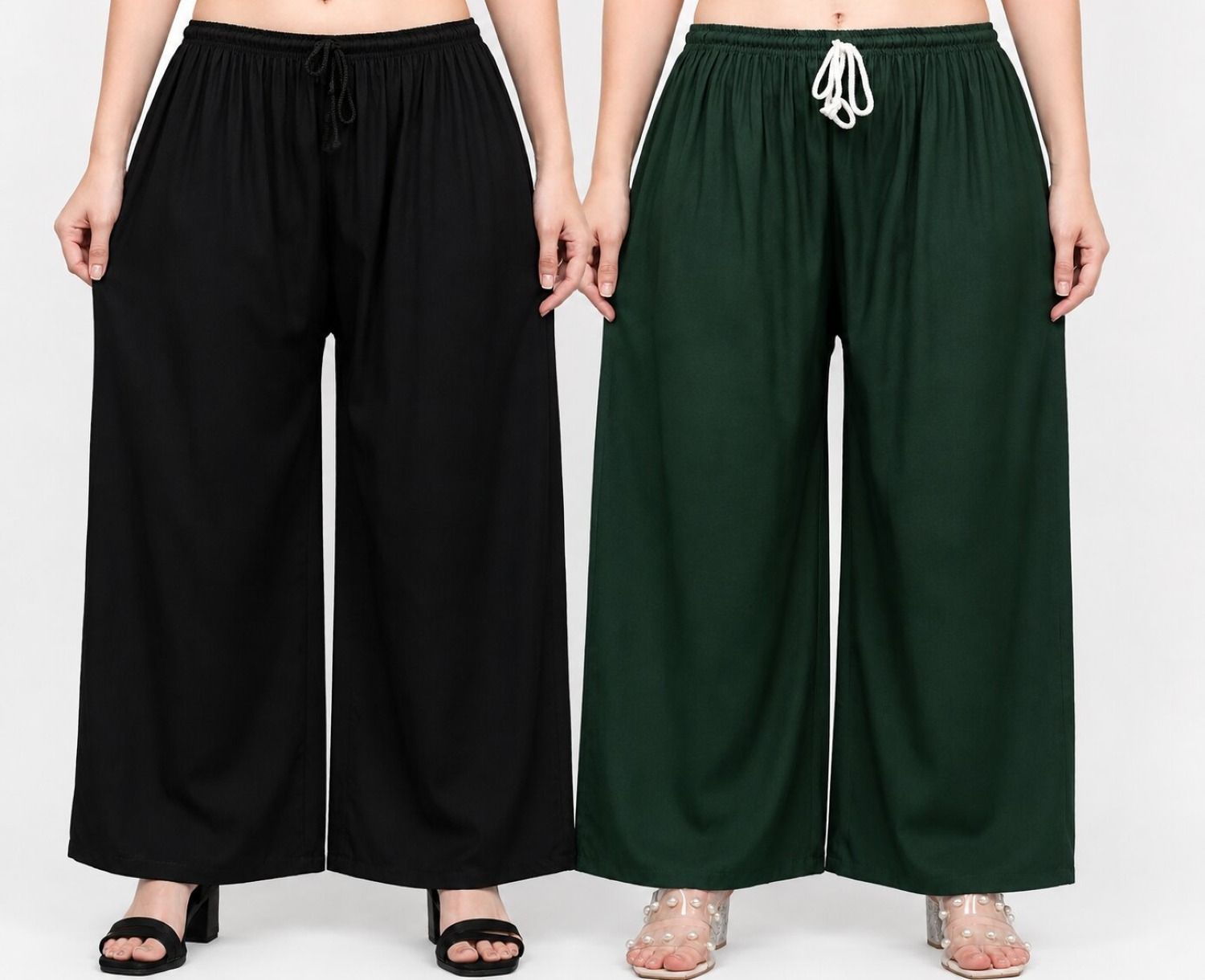 aura glam Pack of 2 Women Loose Fit Multicolor Viscose Rayon Trousers-picture-23