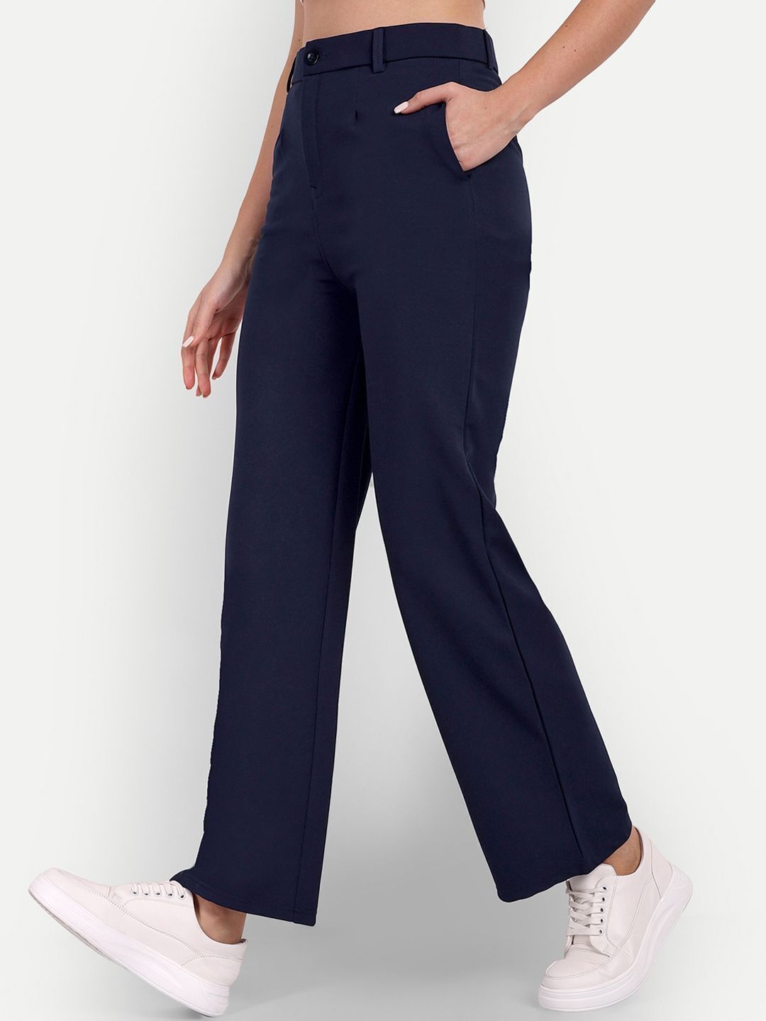 broadstar Women Straight Fit Blue Viscose Rayon Trousers-picture-31