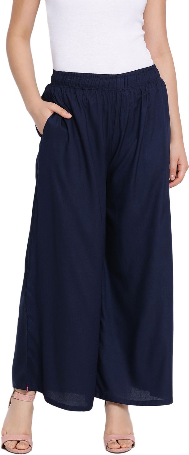 lyra Women Regular Fit Blue Cotton Blend Trousers-picture-22