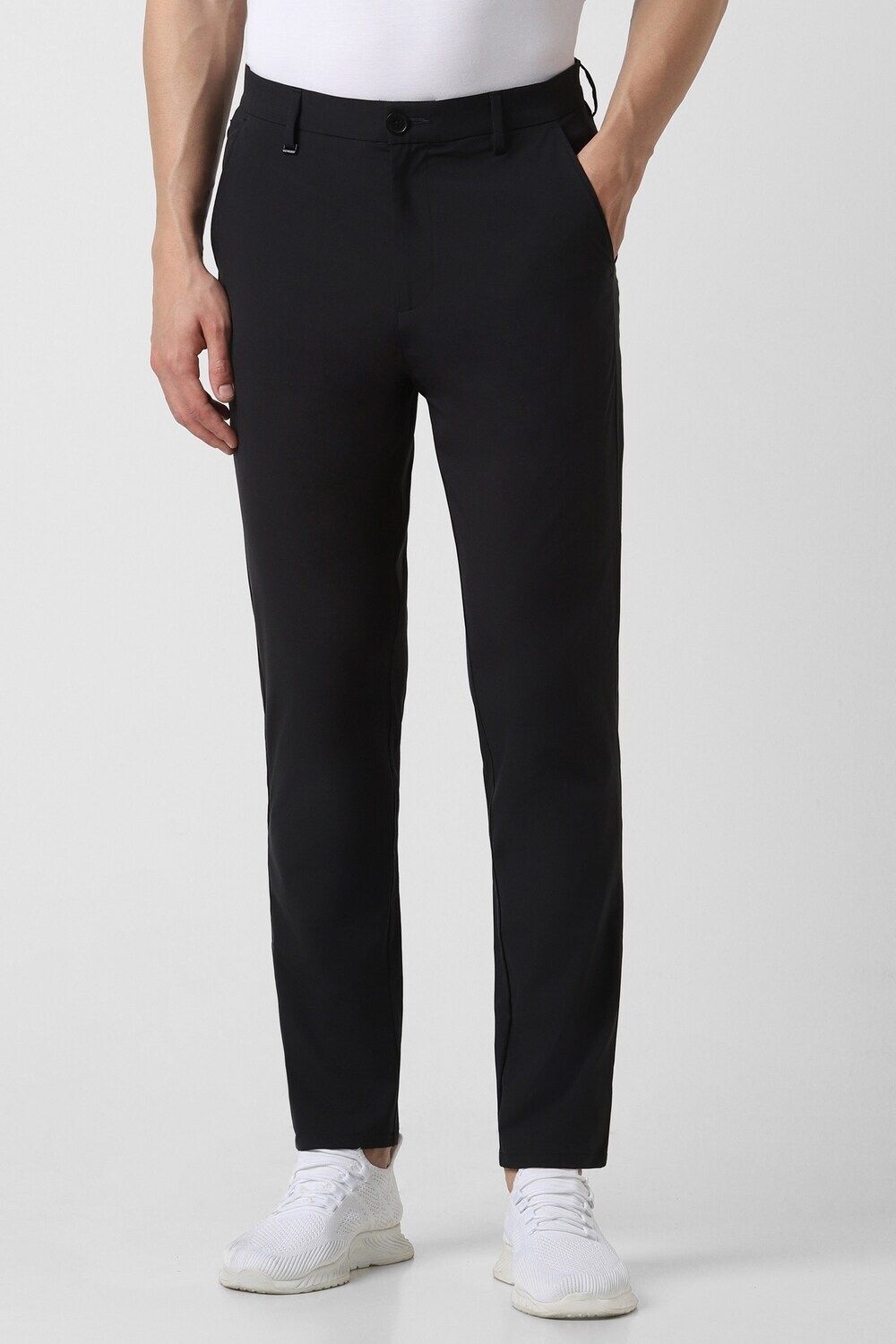 van heusen Men Regular Fit Black Polyester Trousers-picture-12