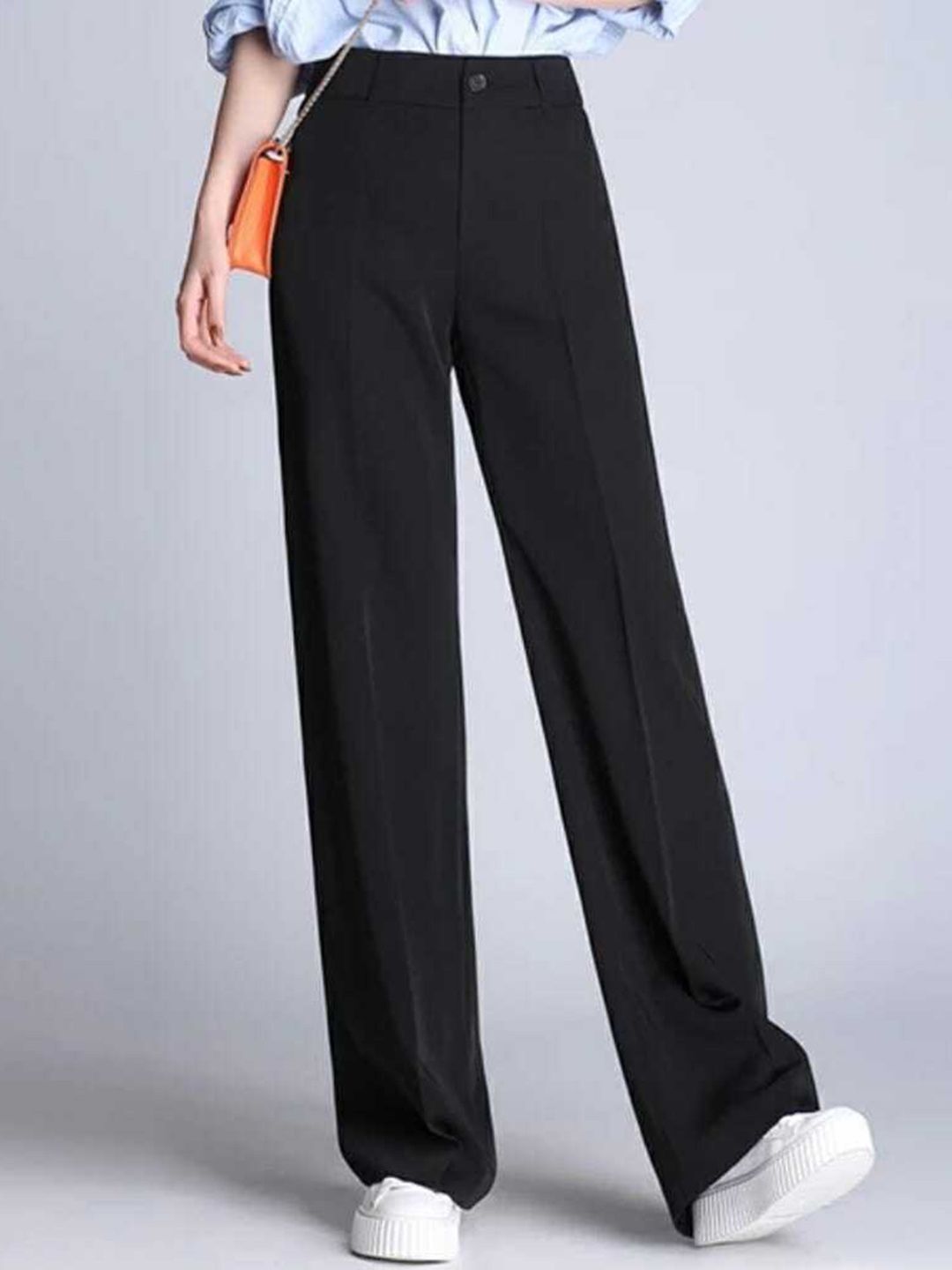 next one Women Loose Fit Black Lycra Blend Trousers-picture-38