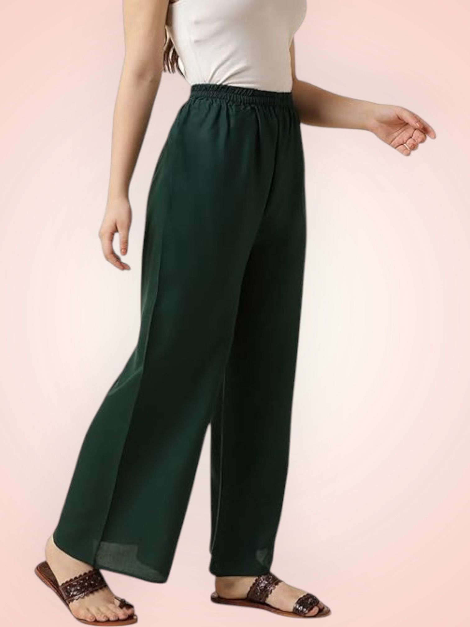 acd Women Comfort Fit Green Viscose Rayon Trousers-picture-27