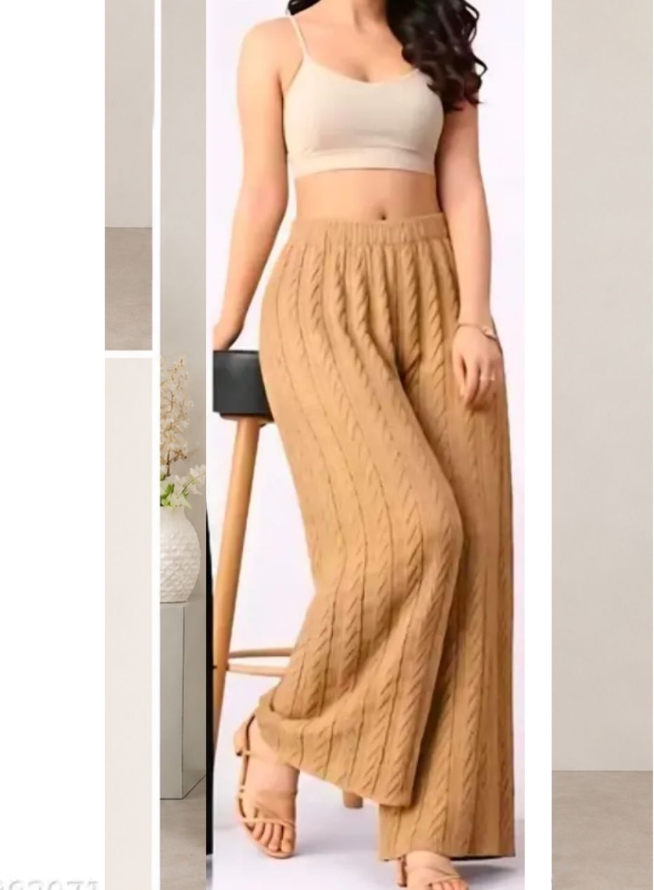 trendian Women Loose Fit Beige Polyester Trousers-picture-11