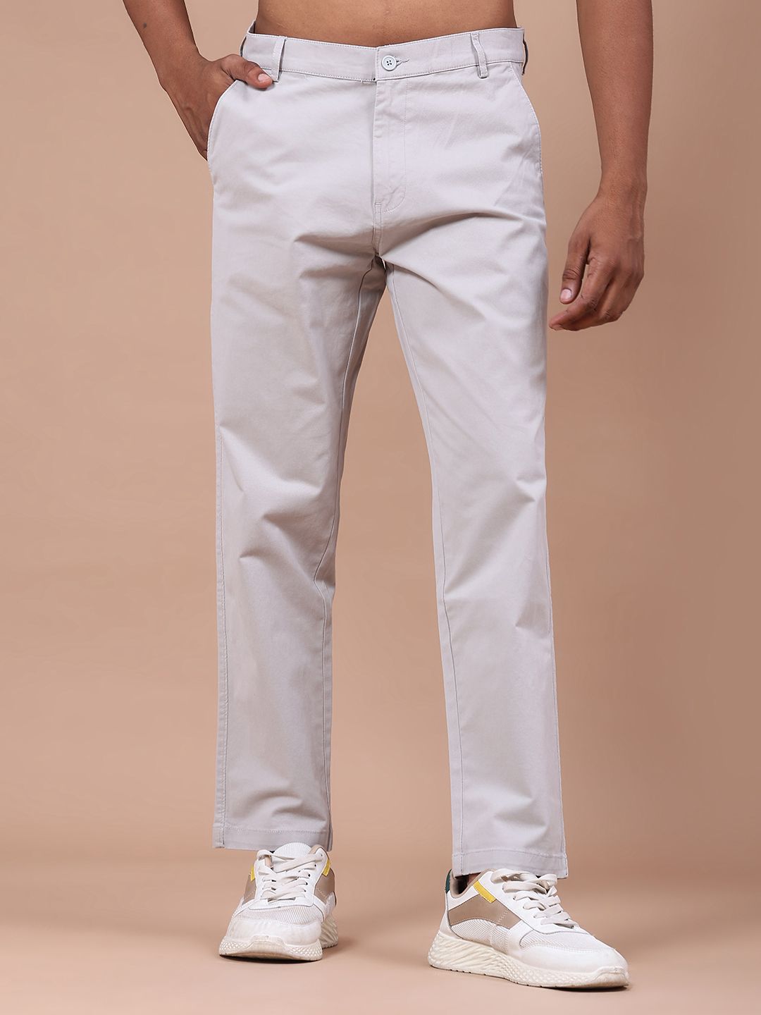 limeroad Men Relaxed Grey Cotton Blend Trousers-picture-34