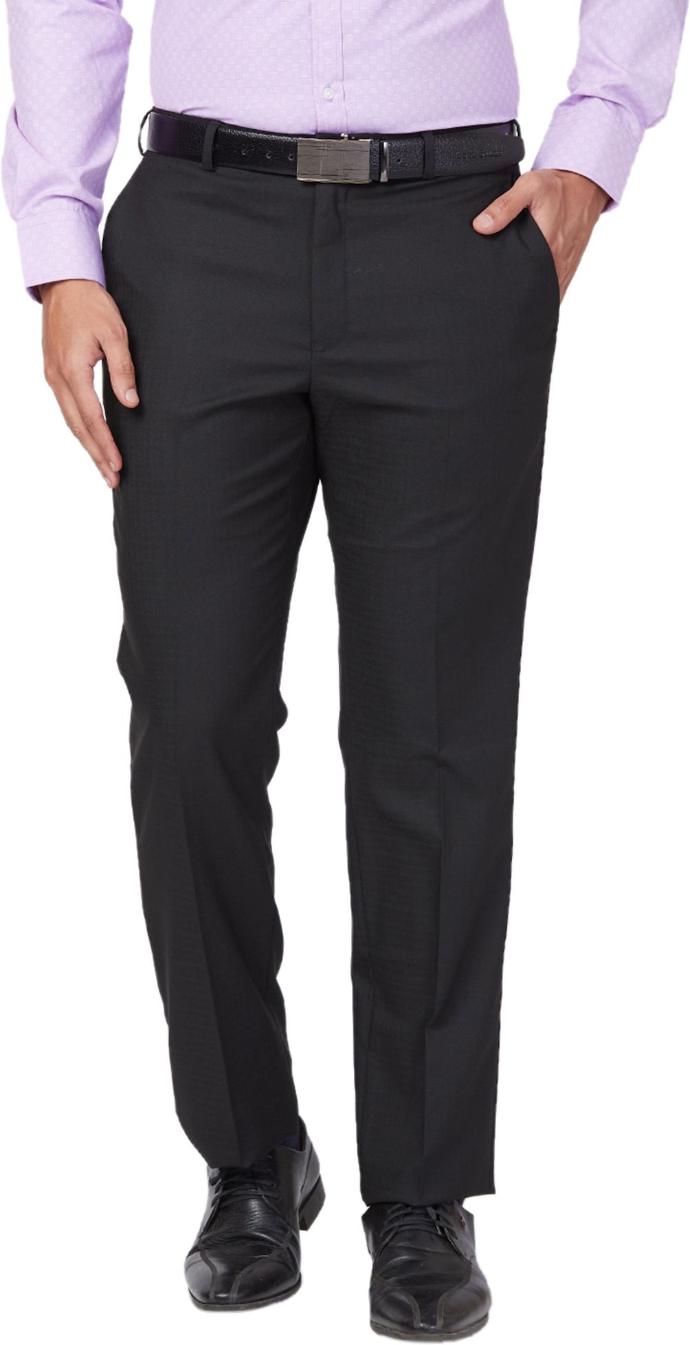 park avenue Men Regular Fit Black Polyester Trousers-picture-43