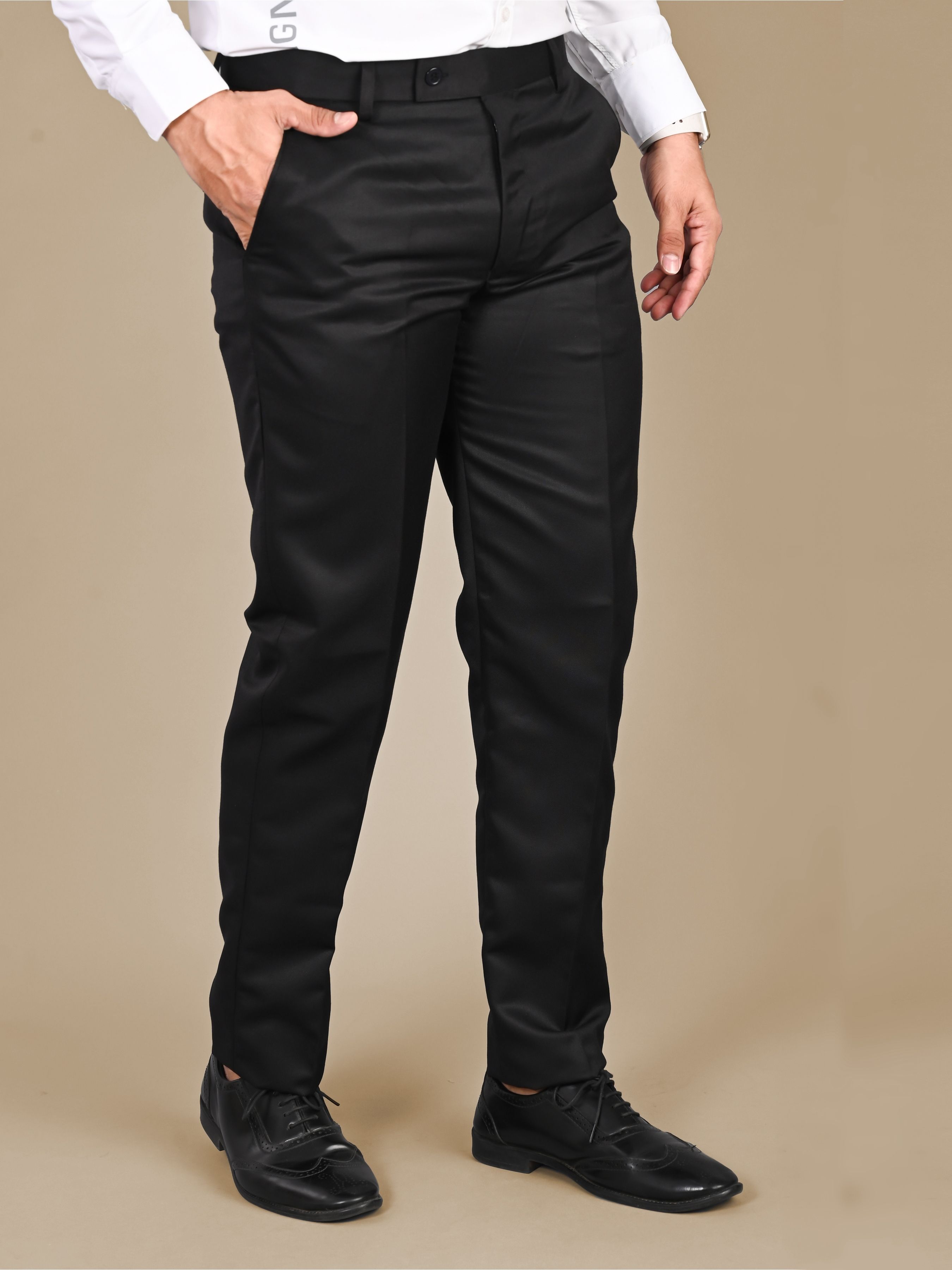 mancrew Men Regular Fit Black Cotton Blend Trousers-picture-15