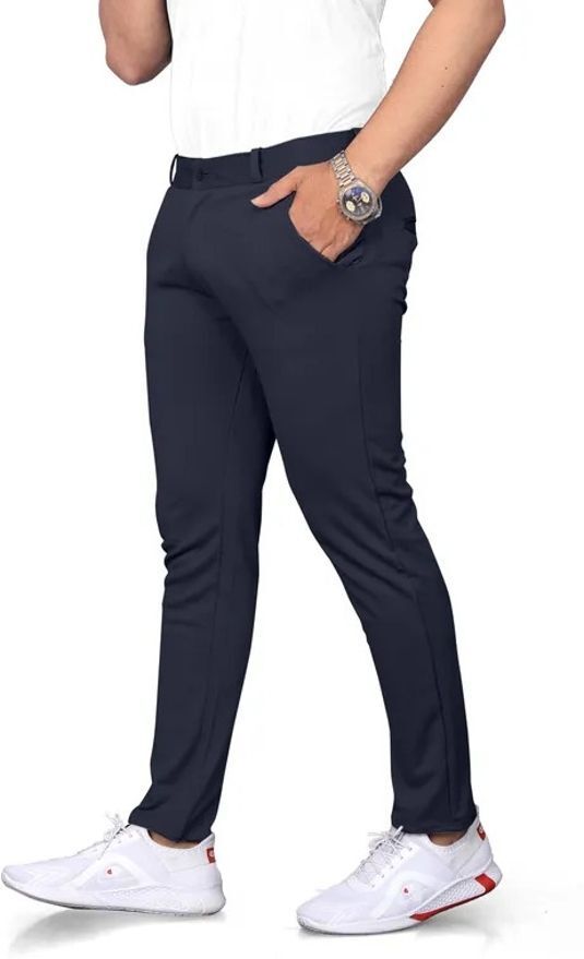 bidatsh trend Men Slim Fit Grey Lycra Blend Trousers-picture-27