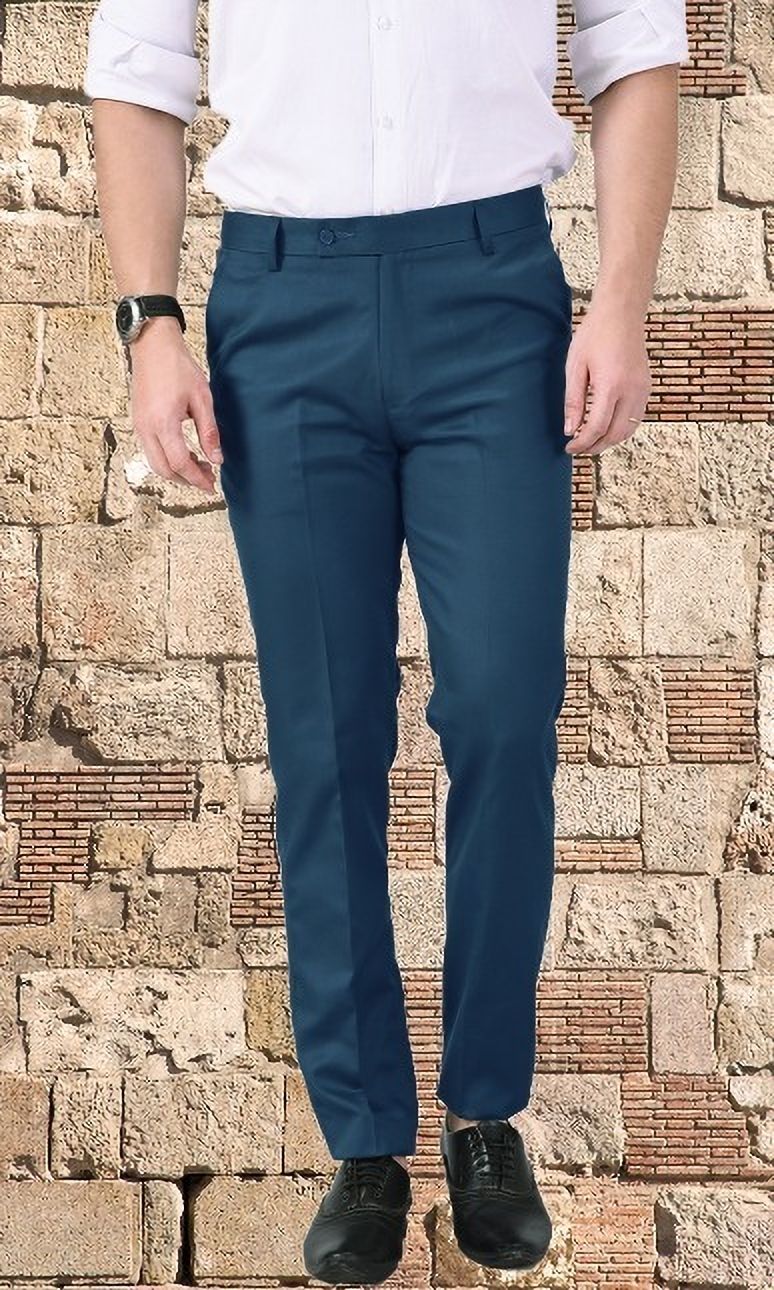 Men Regular Fit Grey Polyester Trousers-image-3