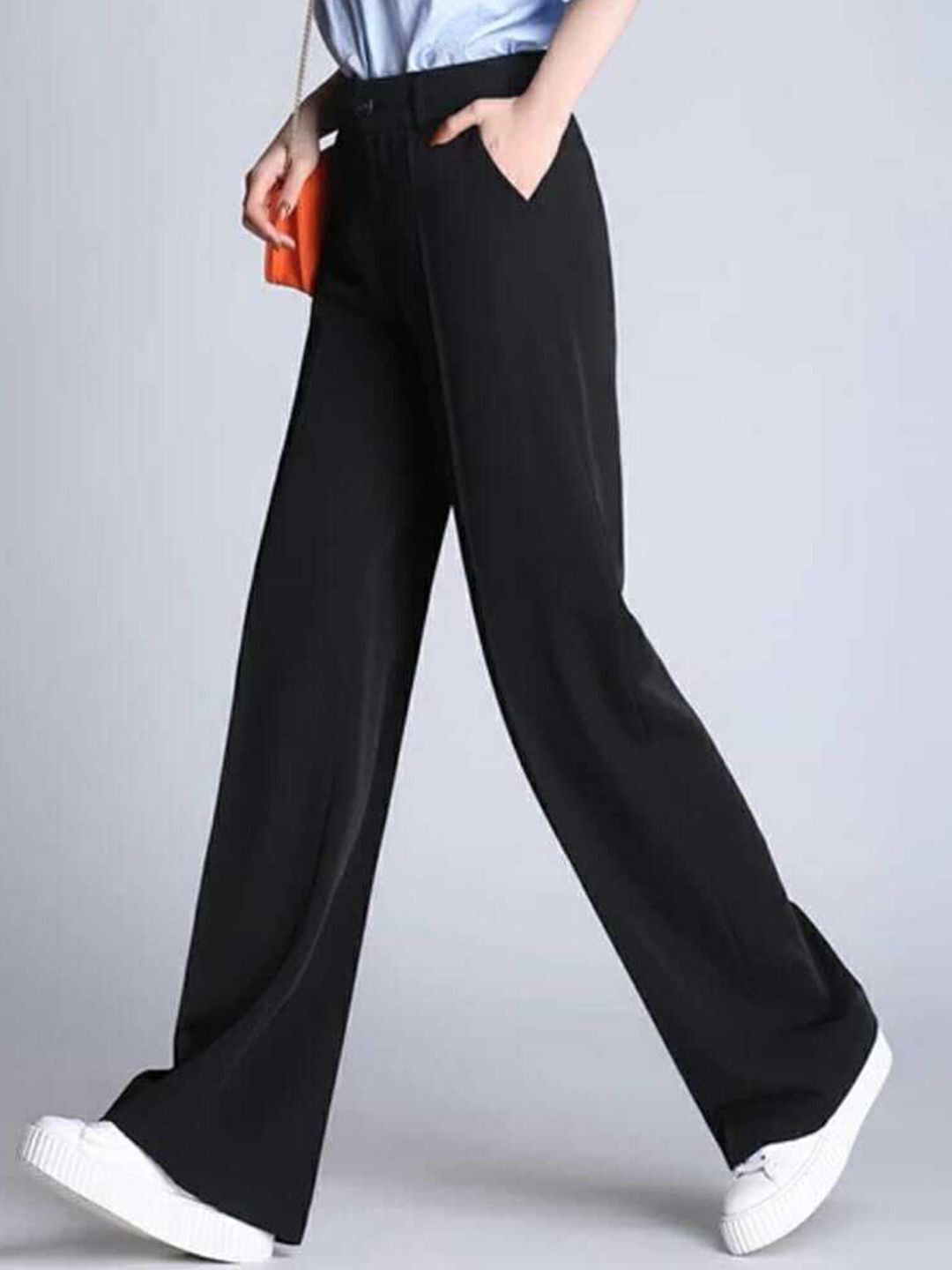 broadstar Women Loose Fit Black Lycra Blend Trousers-picture-24