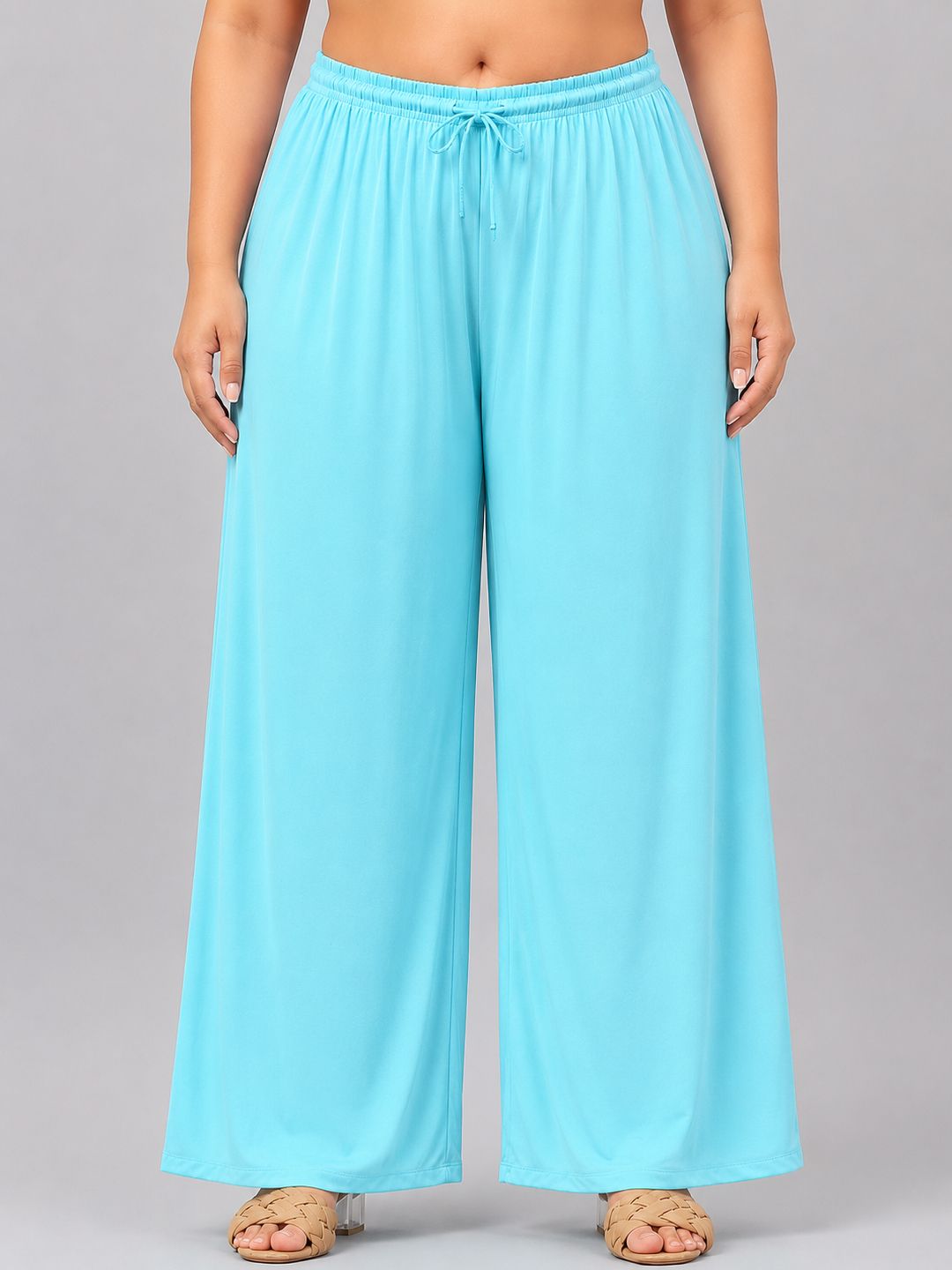 trend level Women Loose Fit Light Blue Viscose Rayon Trousers-picture-11