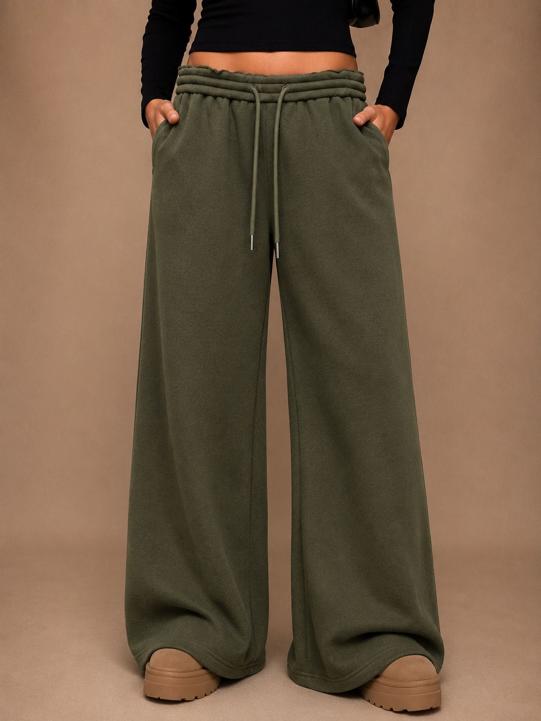Women Solid Green Track Pants-image-40