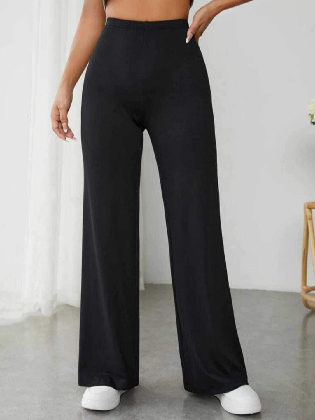 broadstar Women Loose Fit Black Viscose Rayon Trousers-picture-45