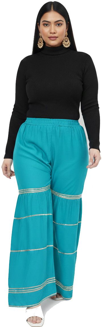 Women Regular Fit Green Viscose Rayon Trousers