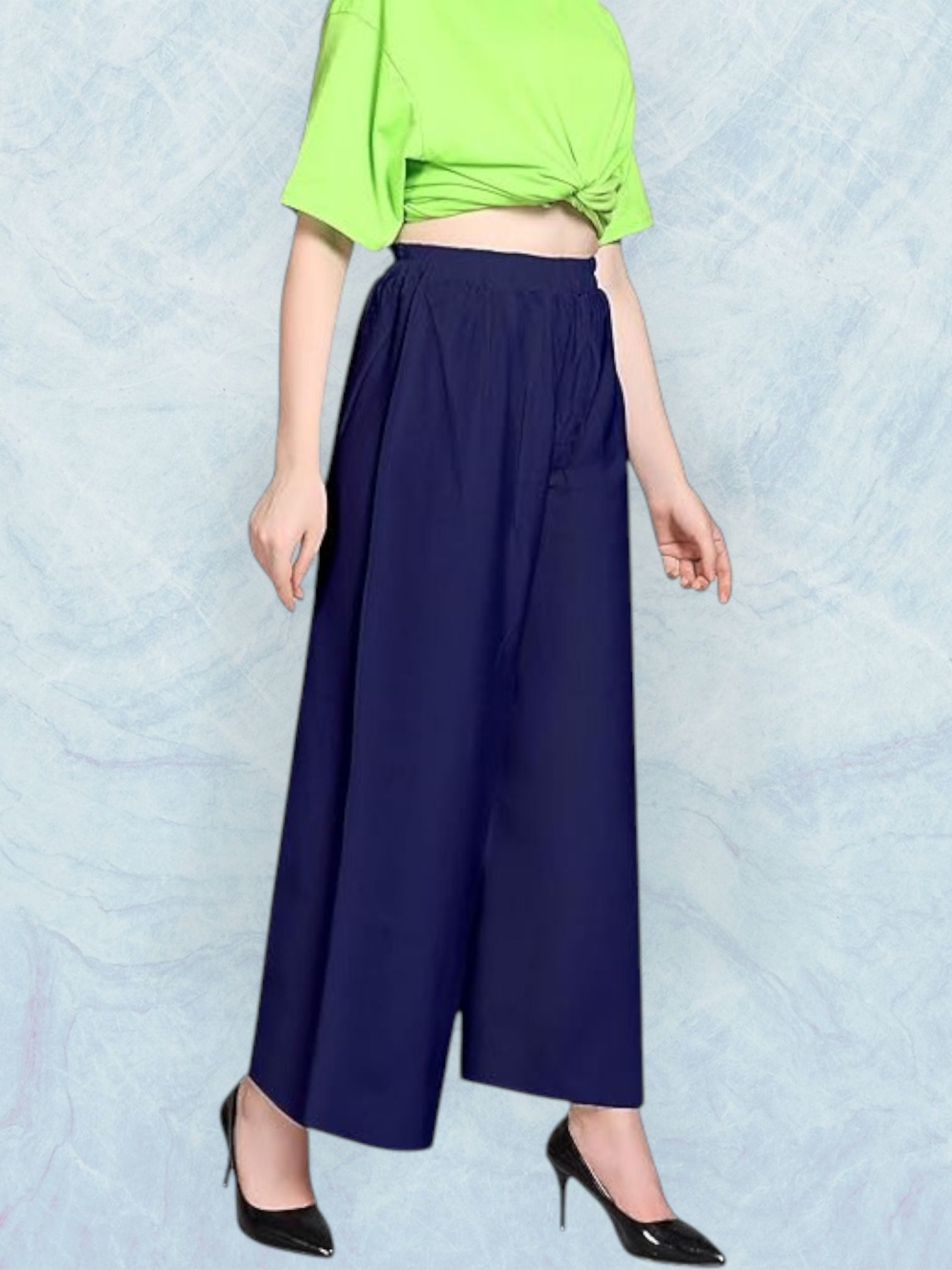 acd Women Comfort Fit Blue Viscose Rayon Trousers-picture-6