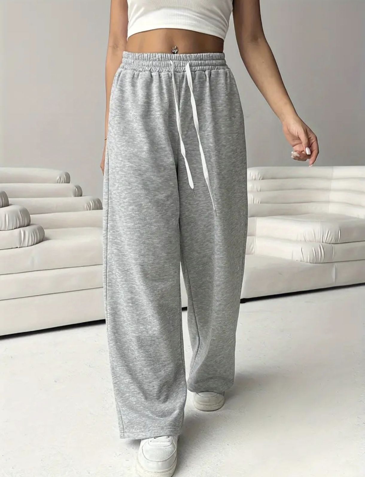 Women Regular Fit Grey Polycotton Trousers