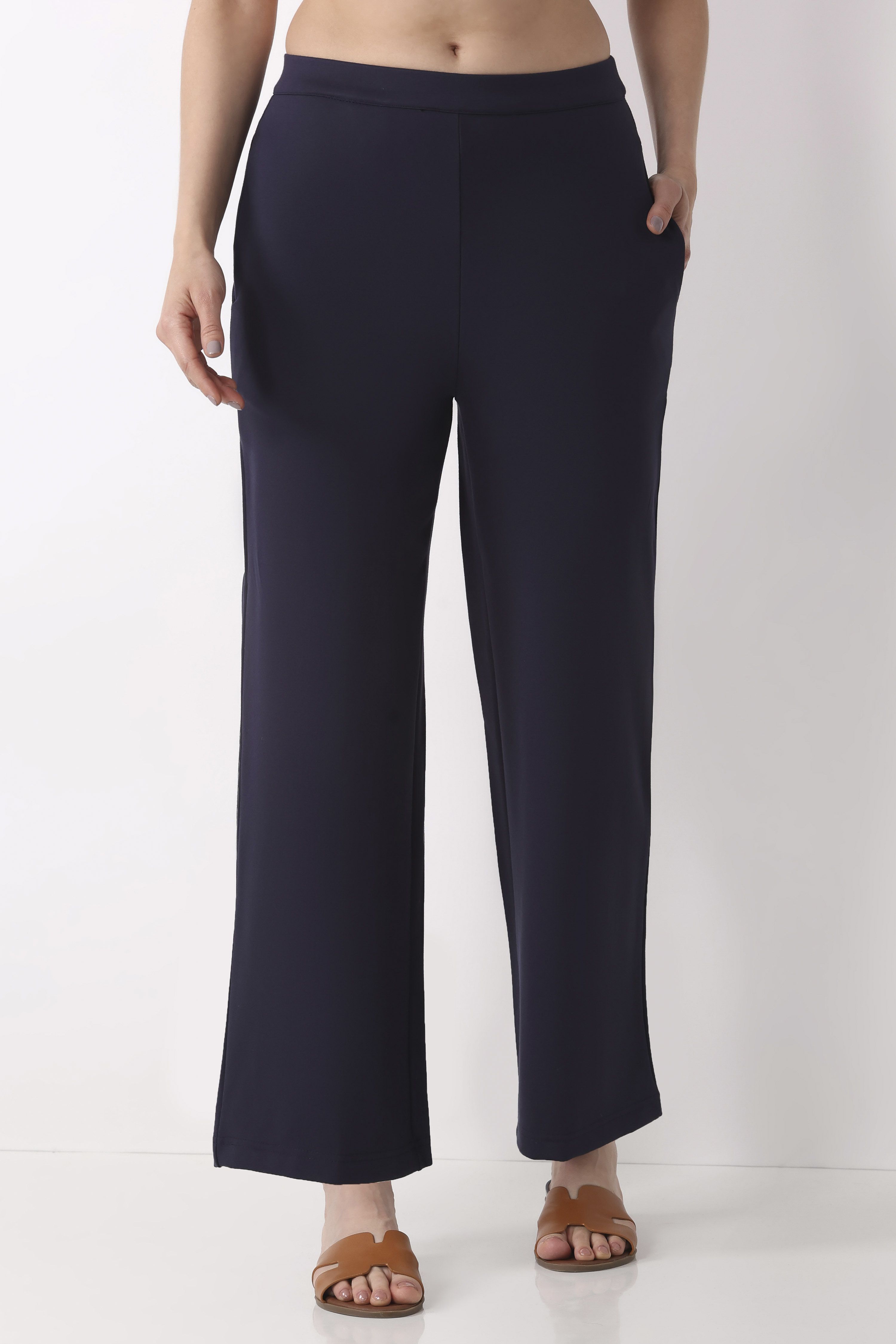 biba Women Relaxed Blue Viscose Rayon Trousers-picture-16