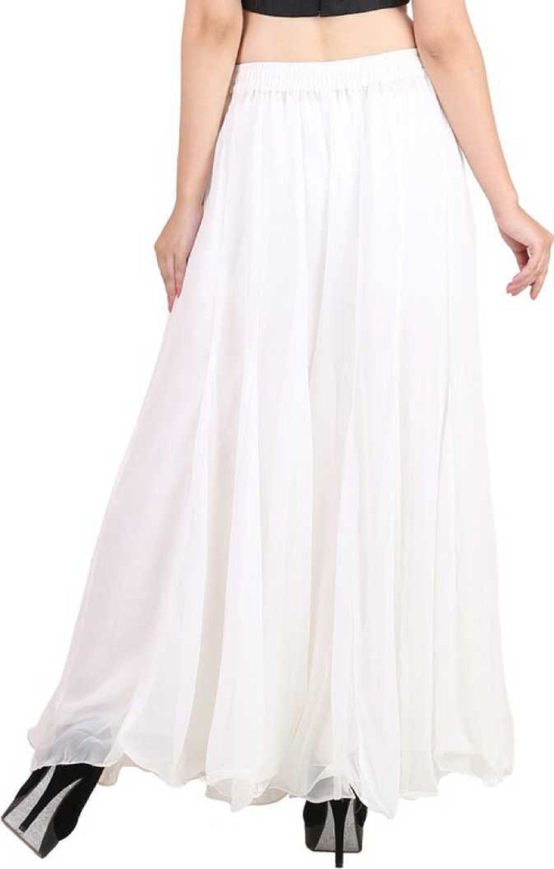 Women Flared White Georgette Trousers