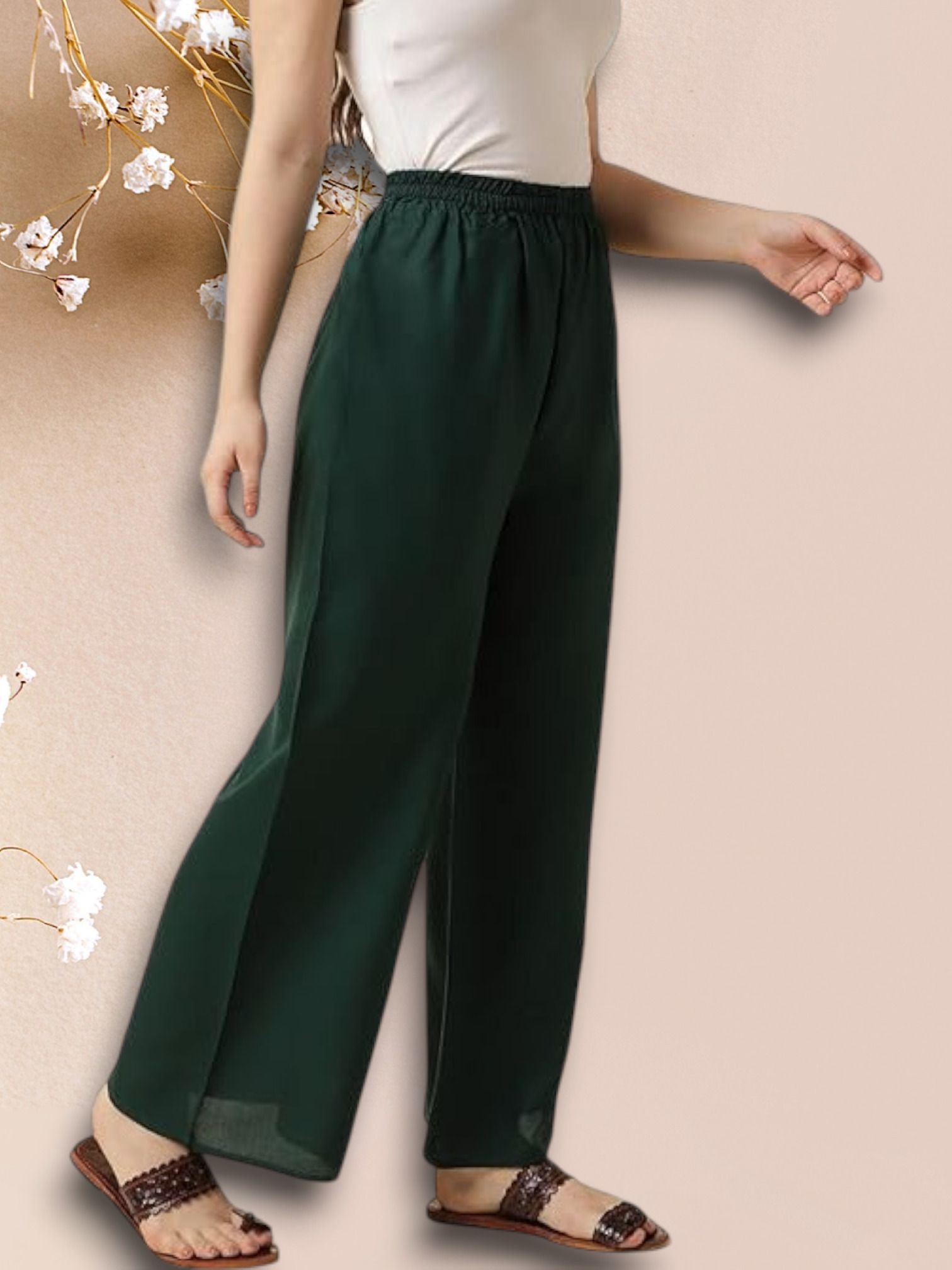 acd Women Comfort Fit Green Viscose Rayon Trousers-picture-48