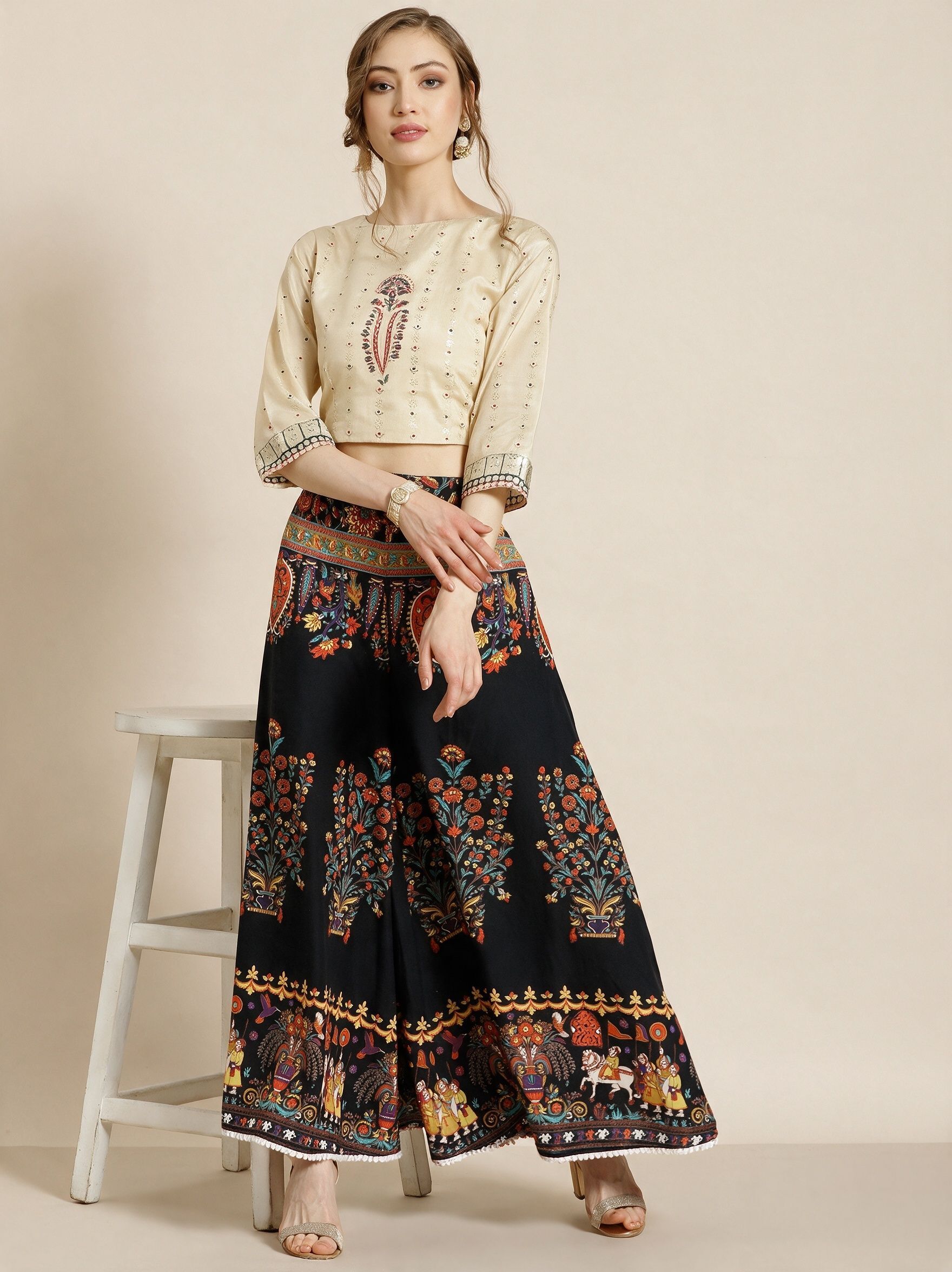 Women Flared Black Pure Cotton Trousers-image-20
