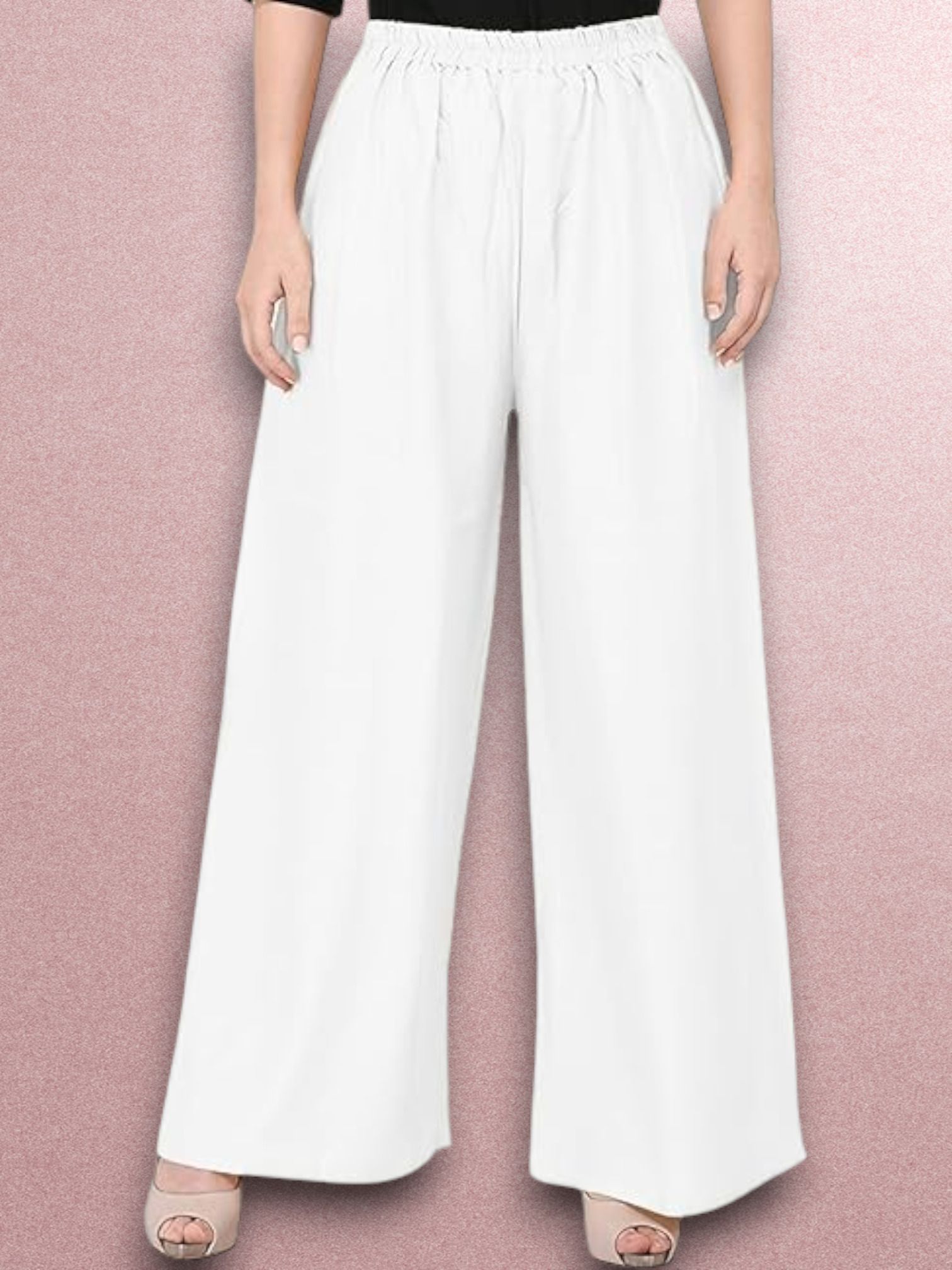 acd Women Comfort Fit White Viscose Rayon Trousers-picture-3