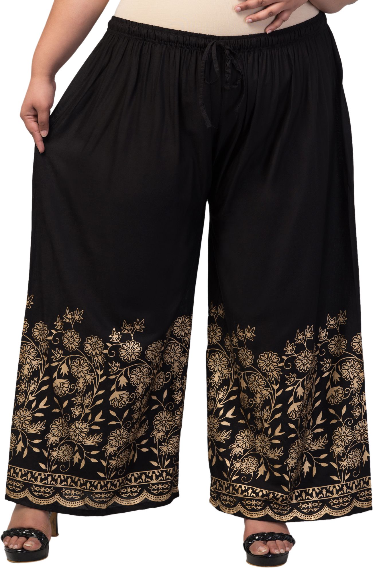 vizcon hub Women Flared Black Viscose Rayon Trousers-picture-22