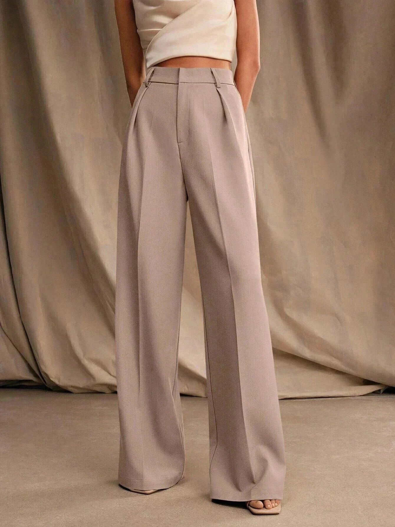 kotty Women Relaxed Beige Viscose Rayon Trousers-picture-12