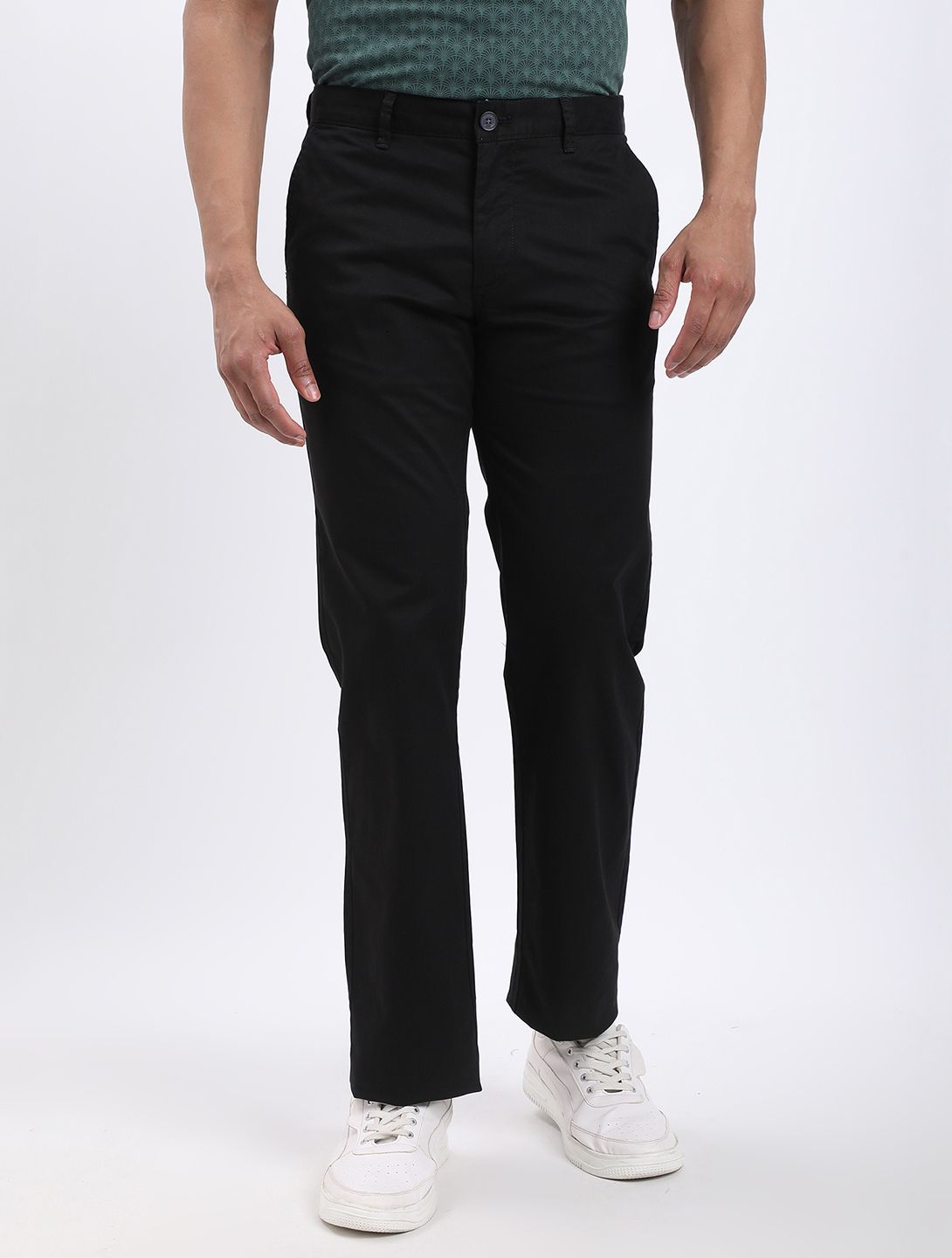 indian terrain Men Regular Fit Black Cotton Blend Trousers-picture-10