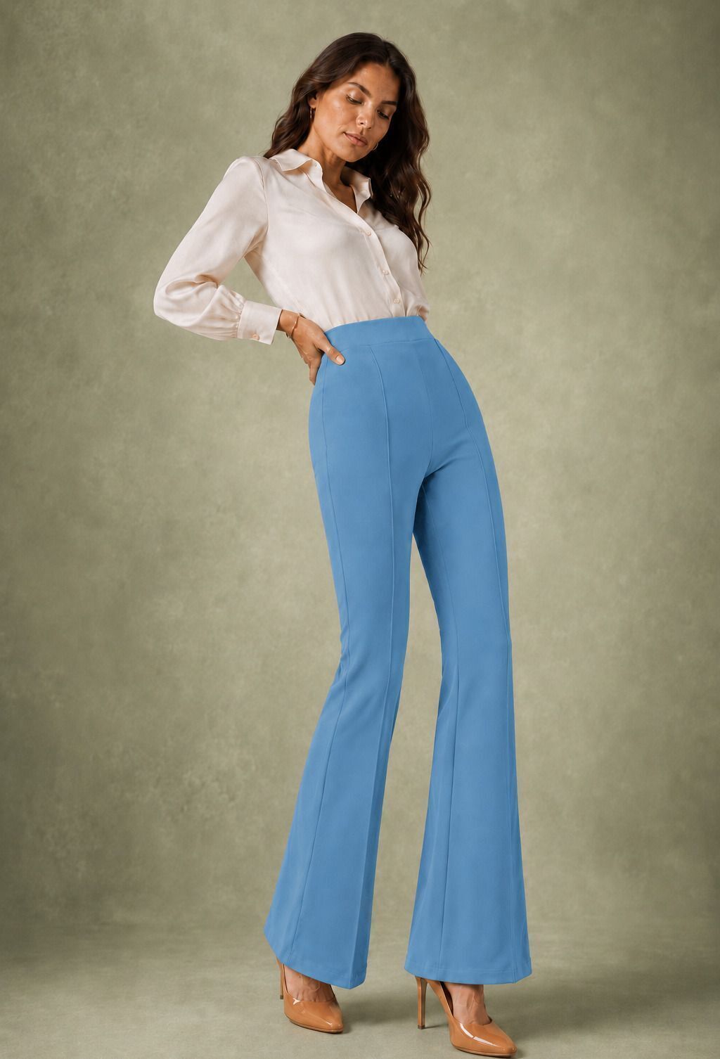 kottin creation Women Regular Fit Multicolor, Light Green Cotton Blend Trousers-picture-22