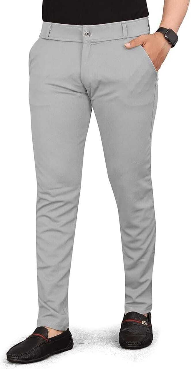 bidatsh trend Men Slim Fit Grey Lycra Blend Trousers-picture-23