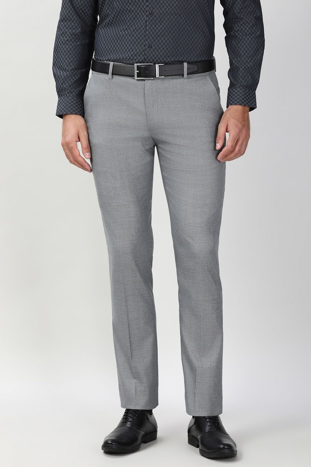 peter england Men Slim Fit Grey Polyester Trousers-picture-15