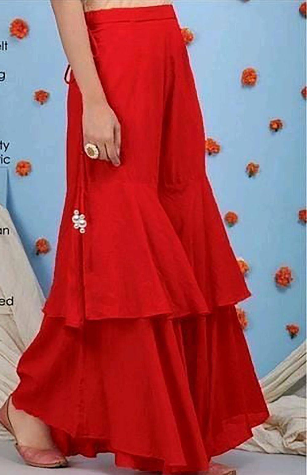 outerwear Women Flared Red Viscose Rayon Trousers-picture-37