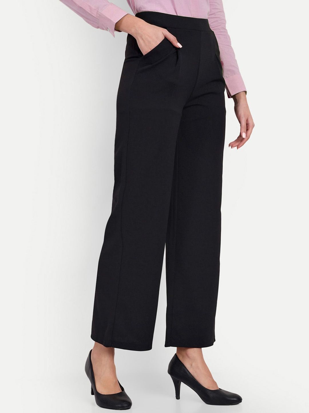 broadstar Women Loose Fit Black Polyester Trousers-picture-15
