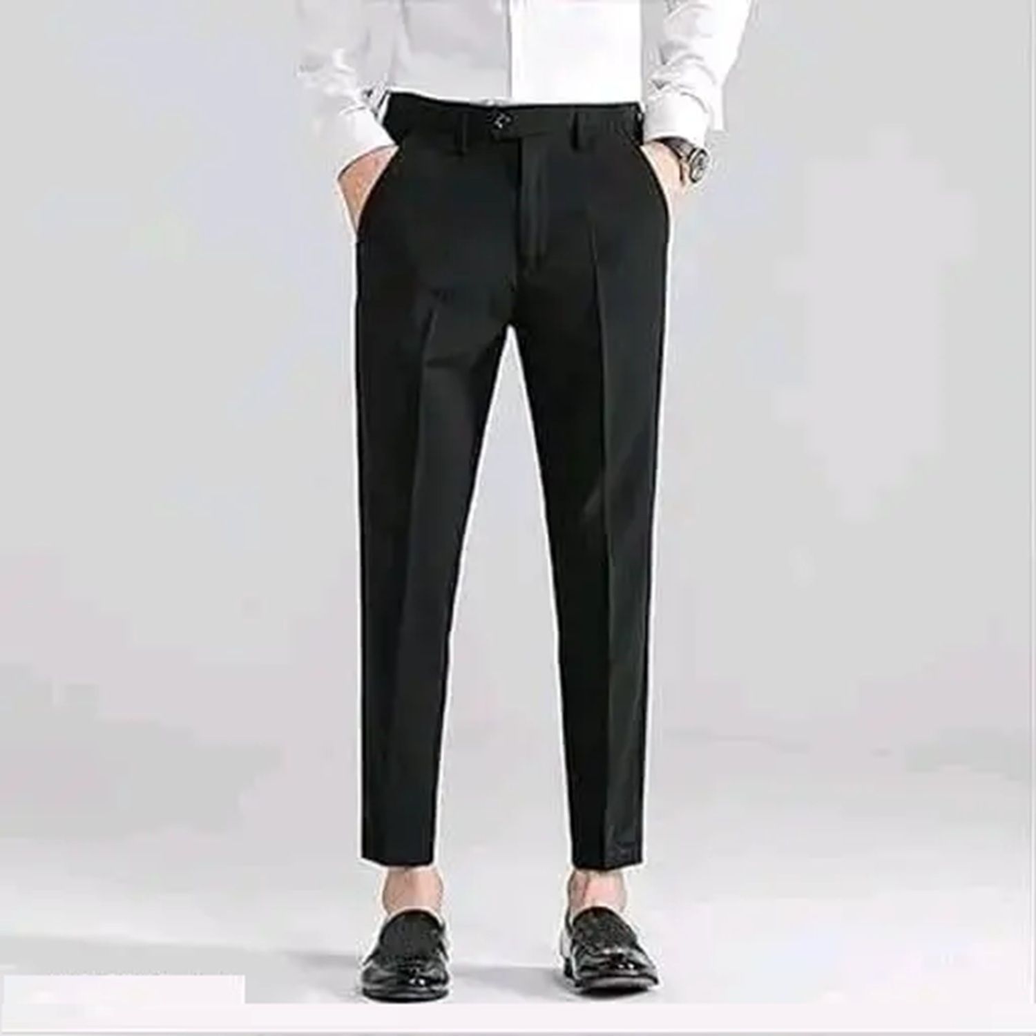 brdfashion Men Regular Fit Black Polycotton Trousers-picture-16