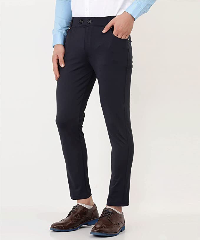 trend shreeyankash Men Slim Fit Blue Lycra Blend Trousers-picture-15