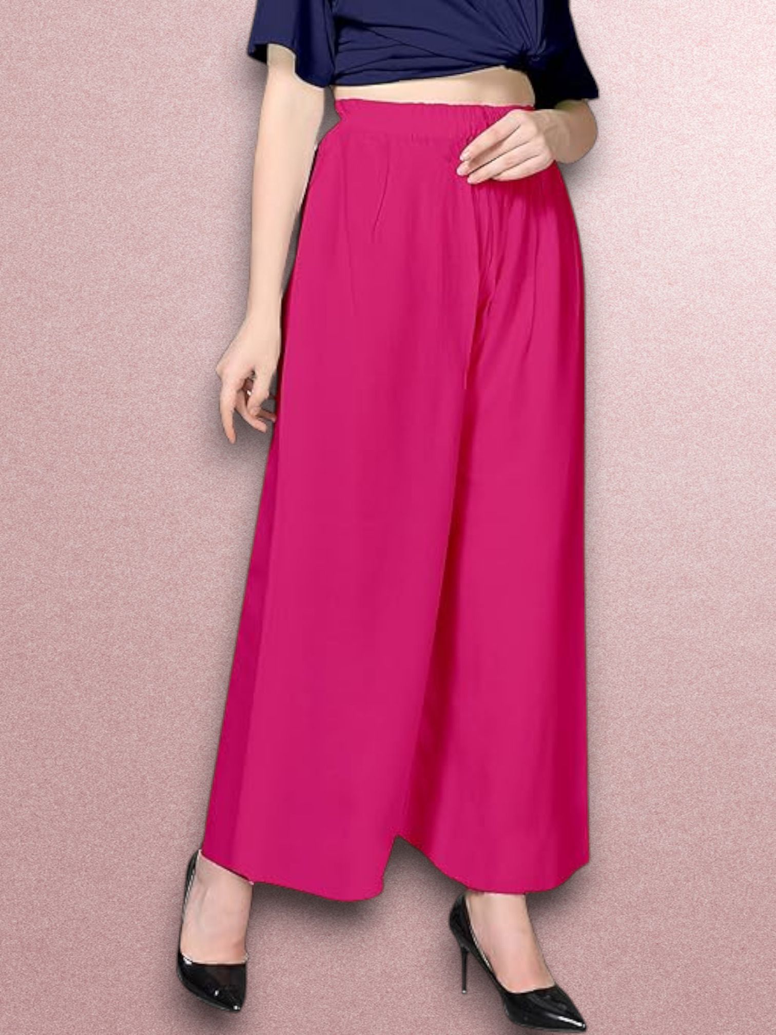 acd Women Comfort Fit Pink Viscose Rayon Trousers-picture-4