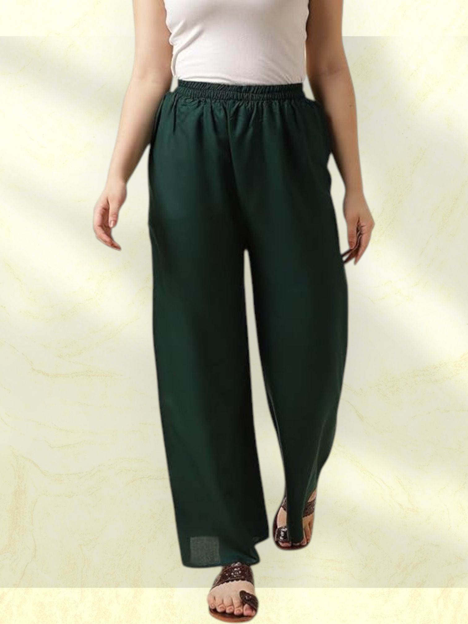 acd Women Comfort Fit Green Viscose Rayon Trousers-picture-9