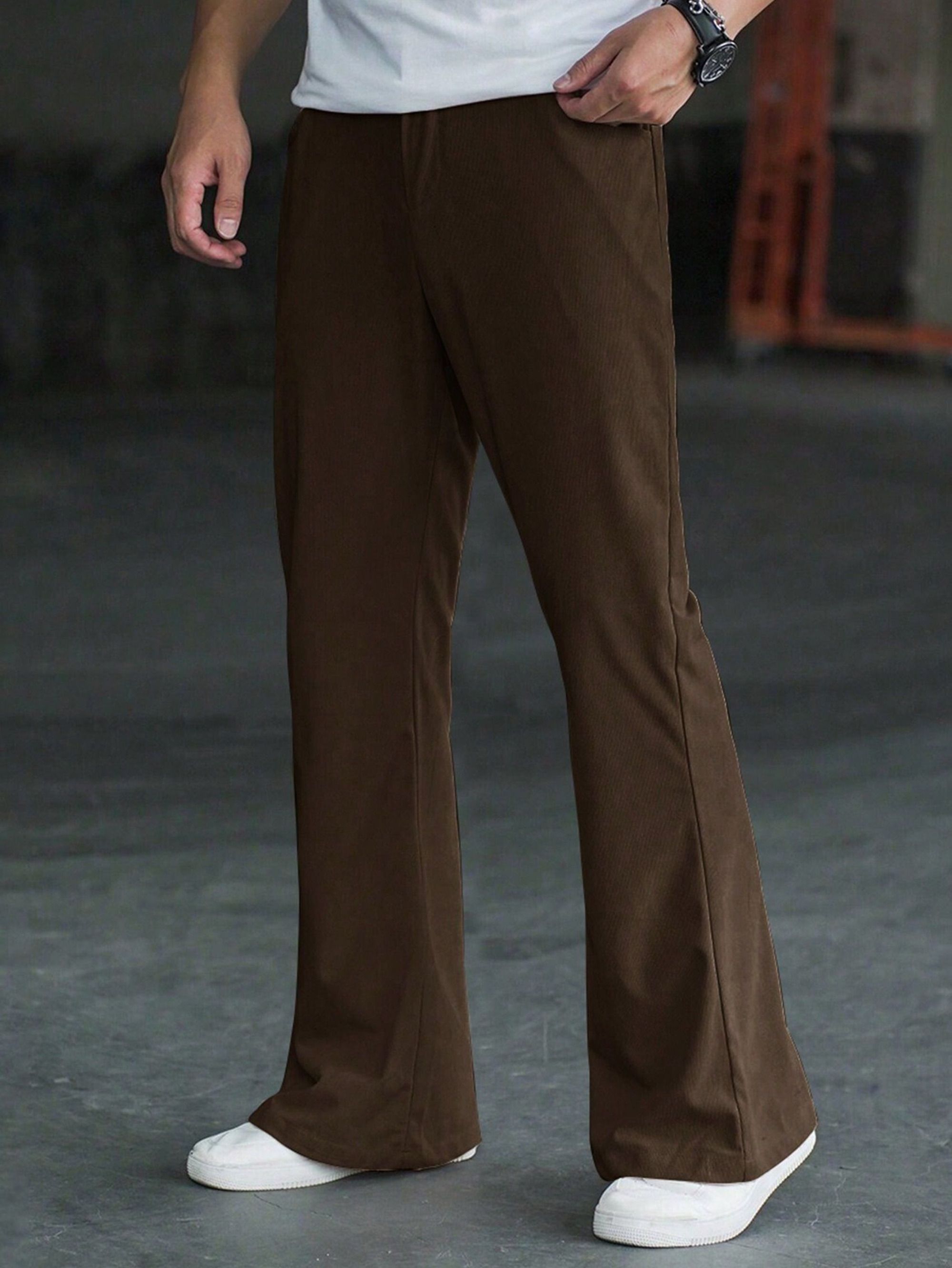 plus91 Men Loose Fit Brown Lycra Blend Trousers-picture-23