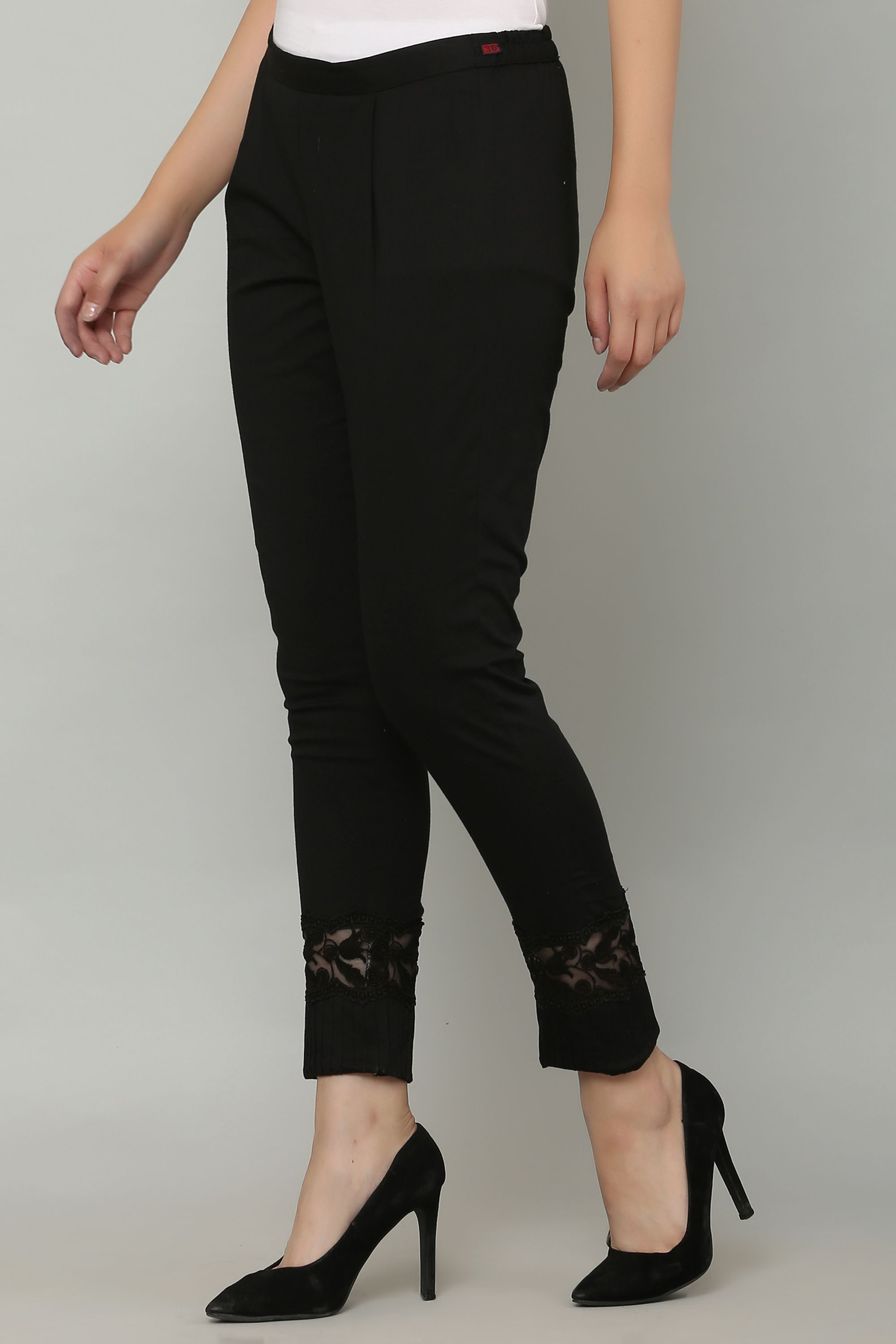 sellingsea Women Regular Fit Black Cotton Blend Trousers-picture-8