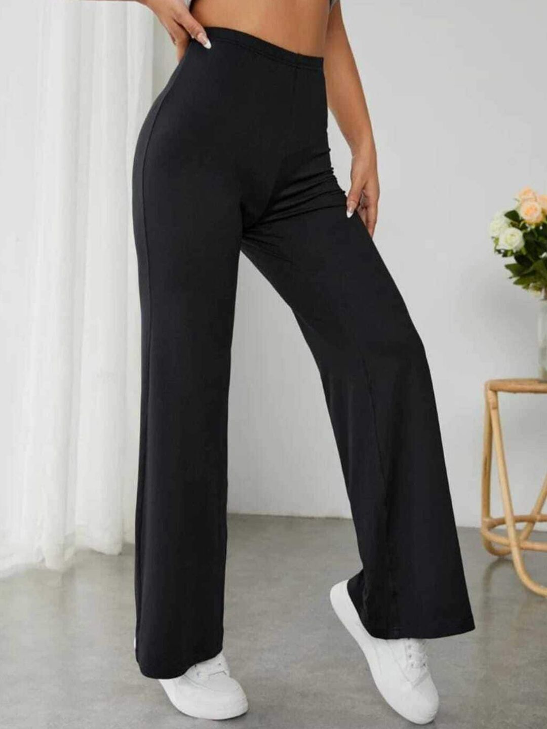 broadstar Women Loose Fit Black Viscose Rayon Trousers-picture-4