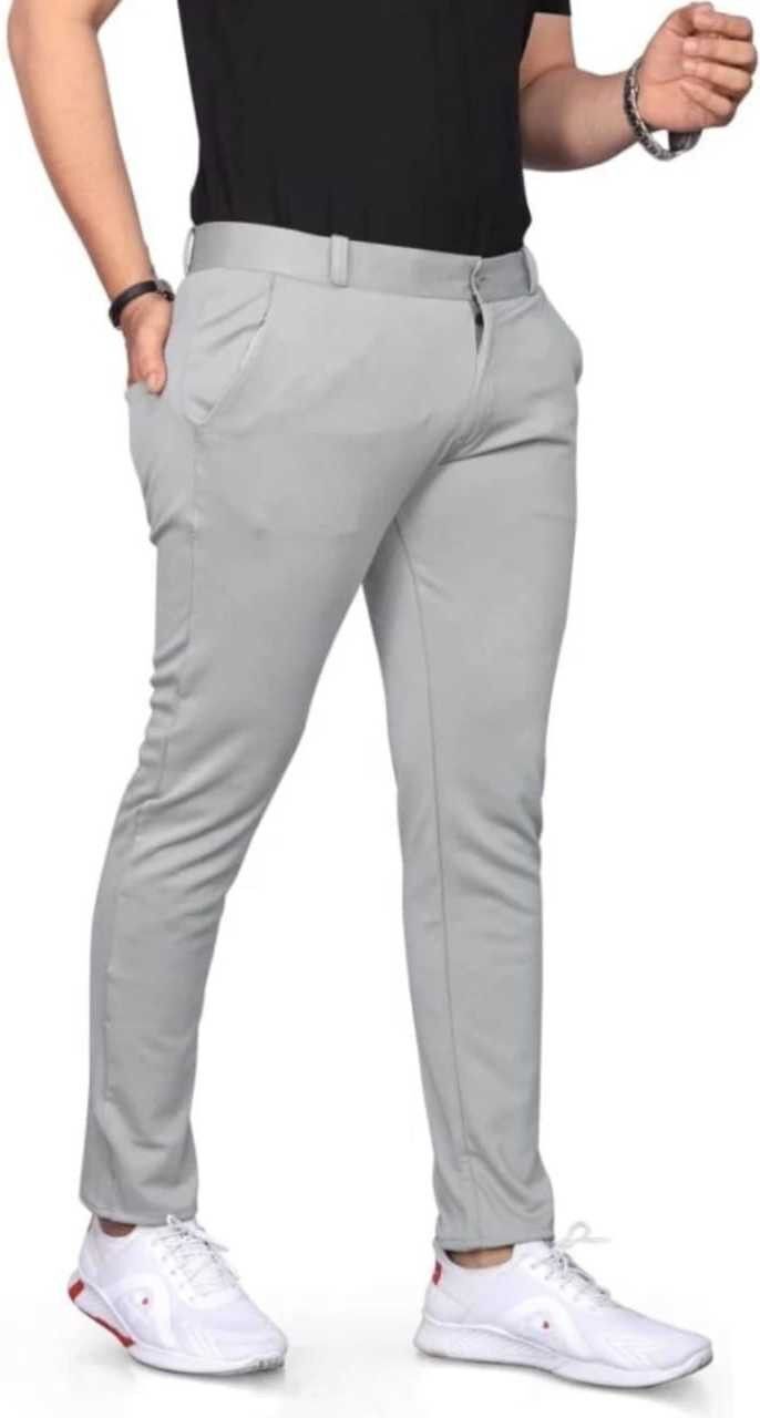 bidatsh trend Men Regular Fit Grey Lycra Blend Trousers-picture-2
