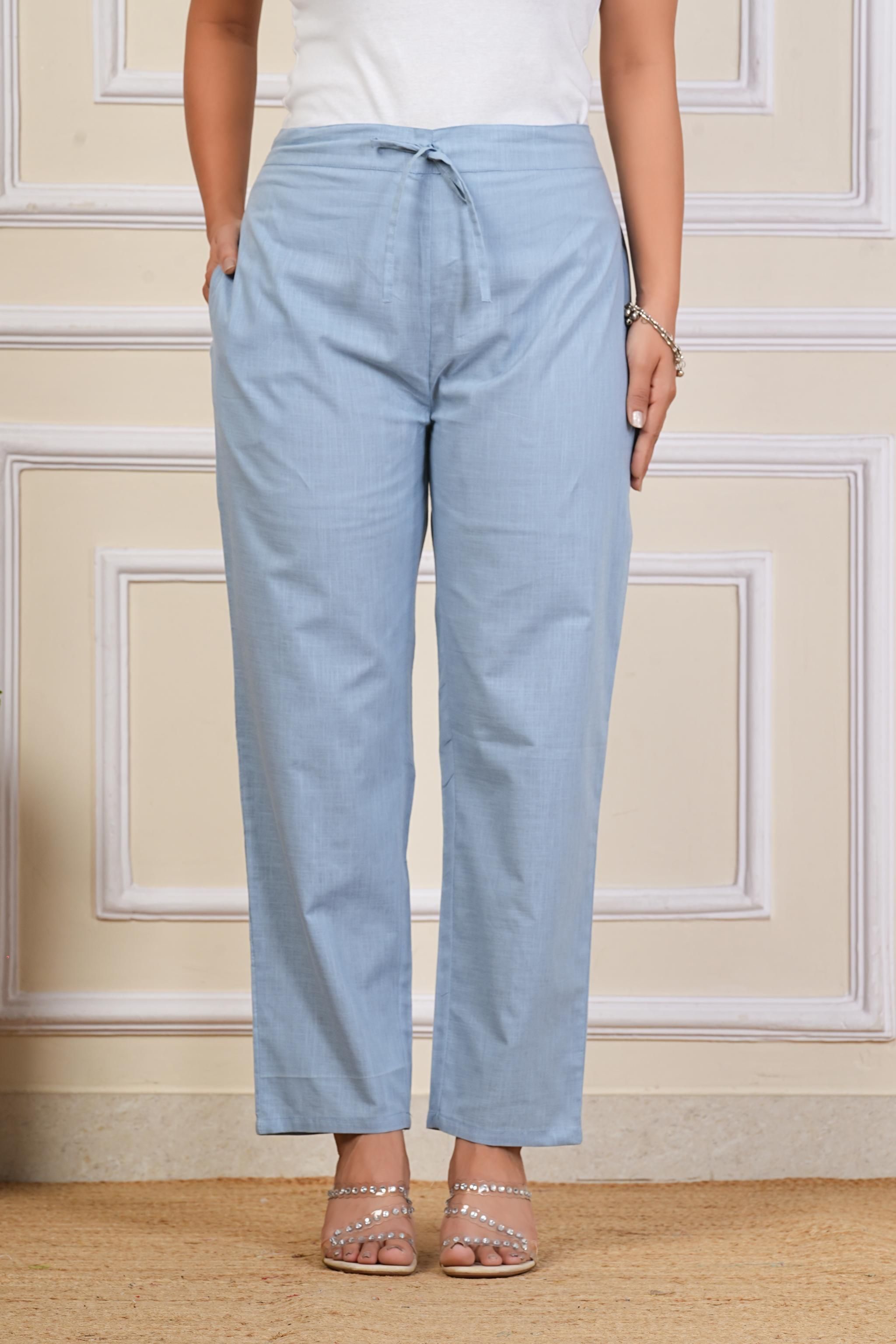 Women Straight Fit Maroon Pure Cotton Trousers-image-14