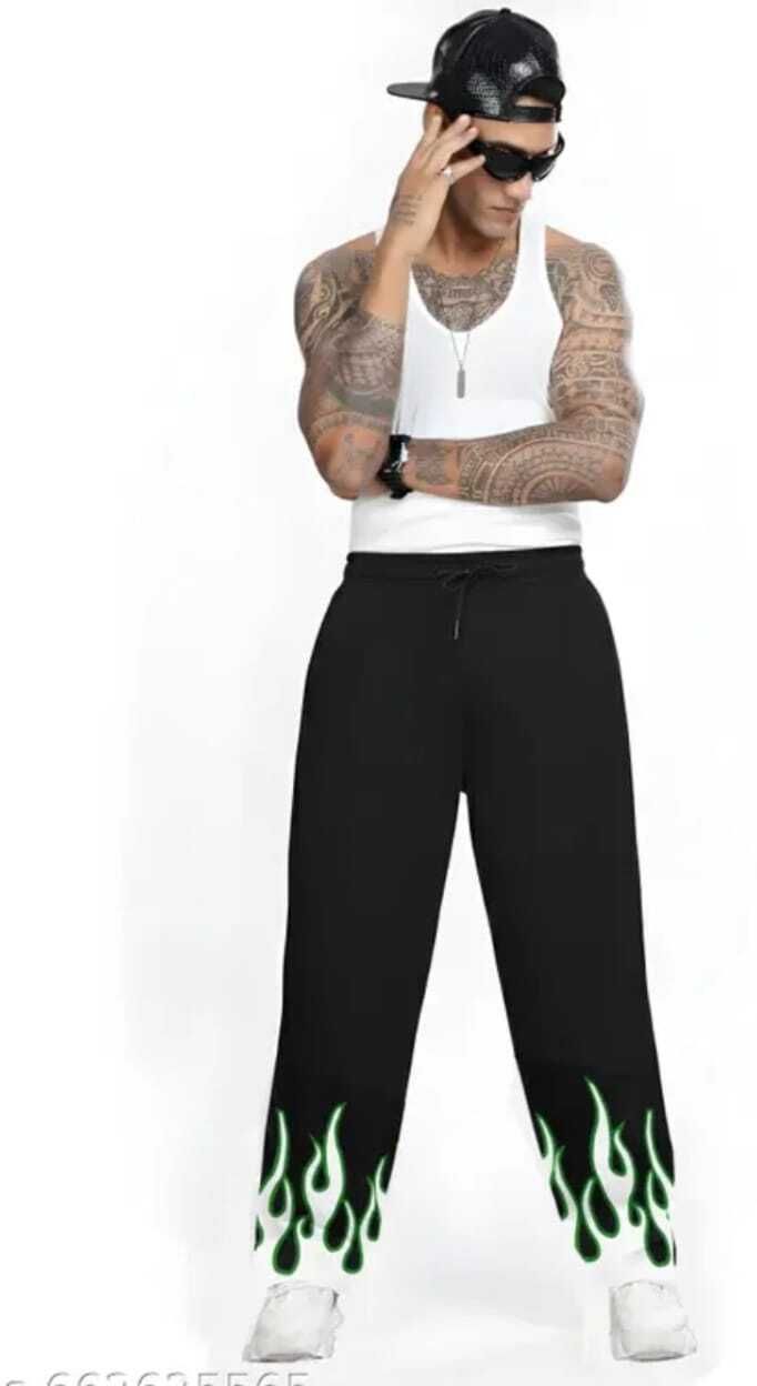 Men Regular Fit, Loose Fit Black Cotton Blend Trousers-image-12