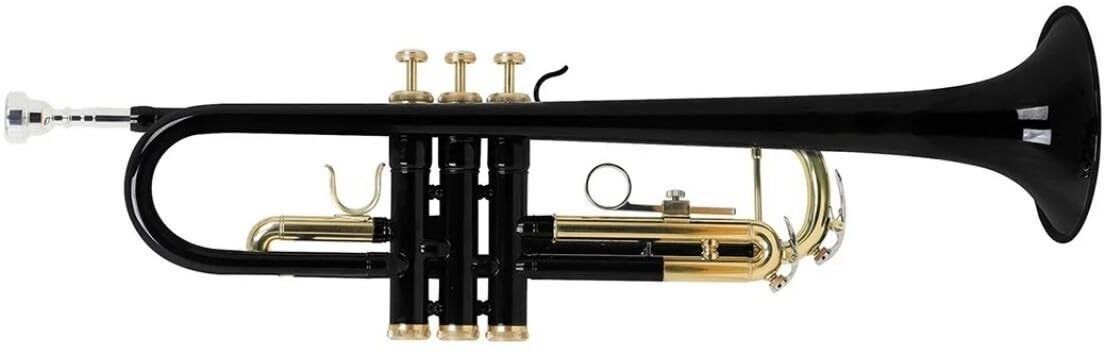 Rmze Professional Bb Trumpet Set with Hard Case, 7C Mouthpiece & Valve Oil – Black-Gold Trumpet 201 – Musical Instrument Bb Trumpet-image-2
