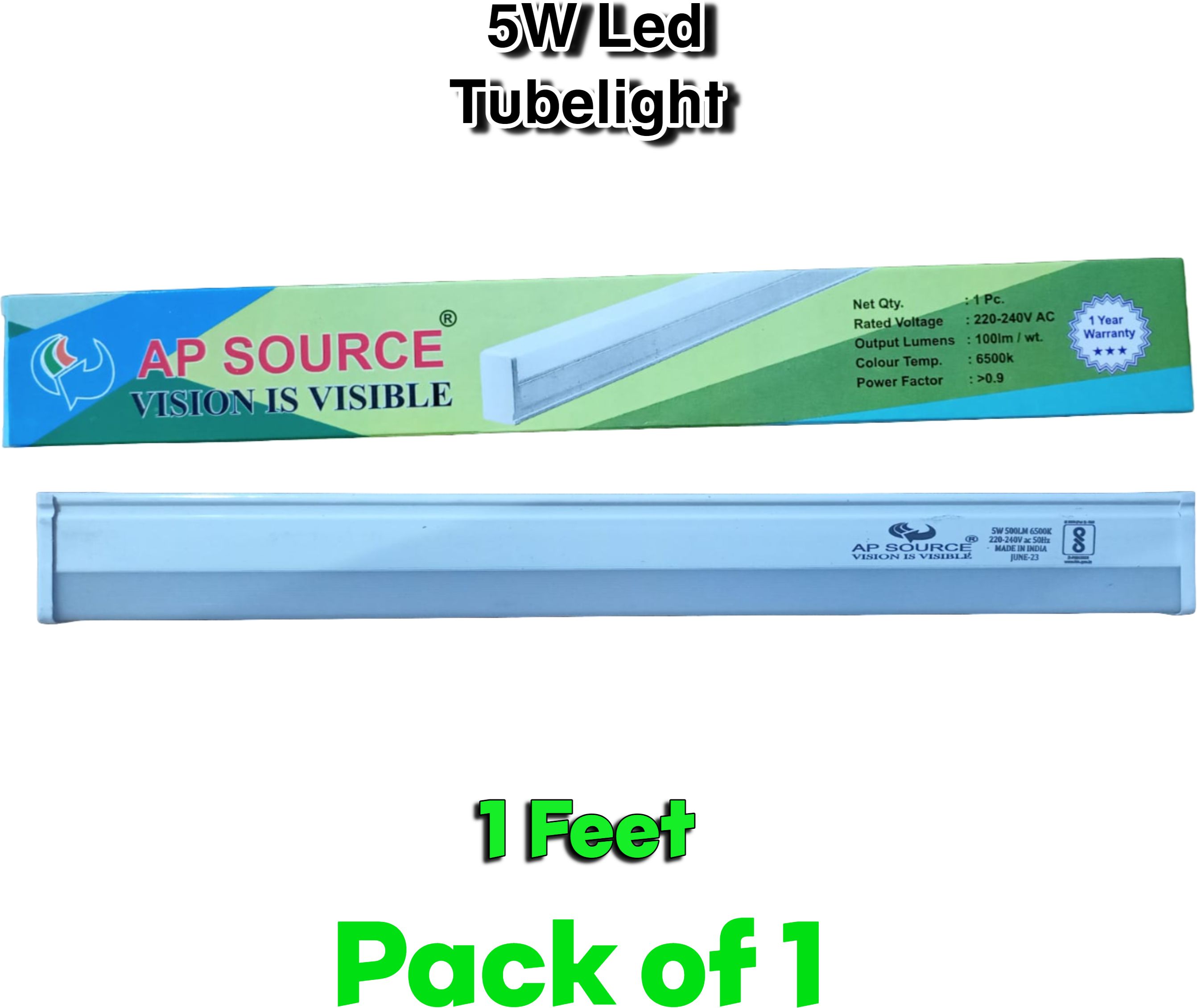 ap source 1 FT 5 WATT LED Tube Light PACK OF 1 5 W 3 cm Tube Light-picture-0