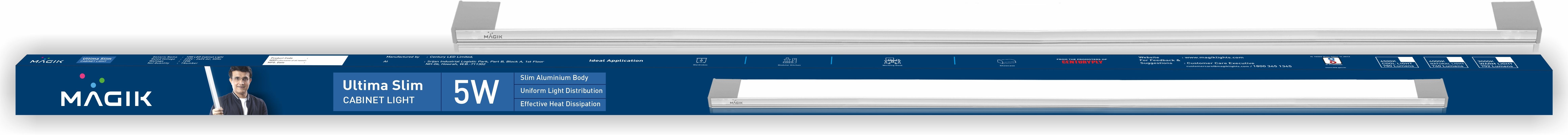 Ultima Slim Cabinet Light 1 Ft | Natural White (4000K) | 5 Watt | Aluminium case 5 W 30 cm Tube Light-image-35