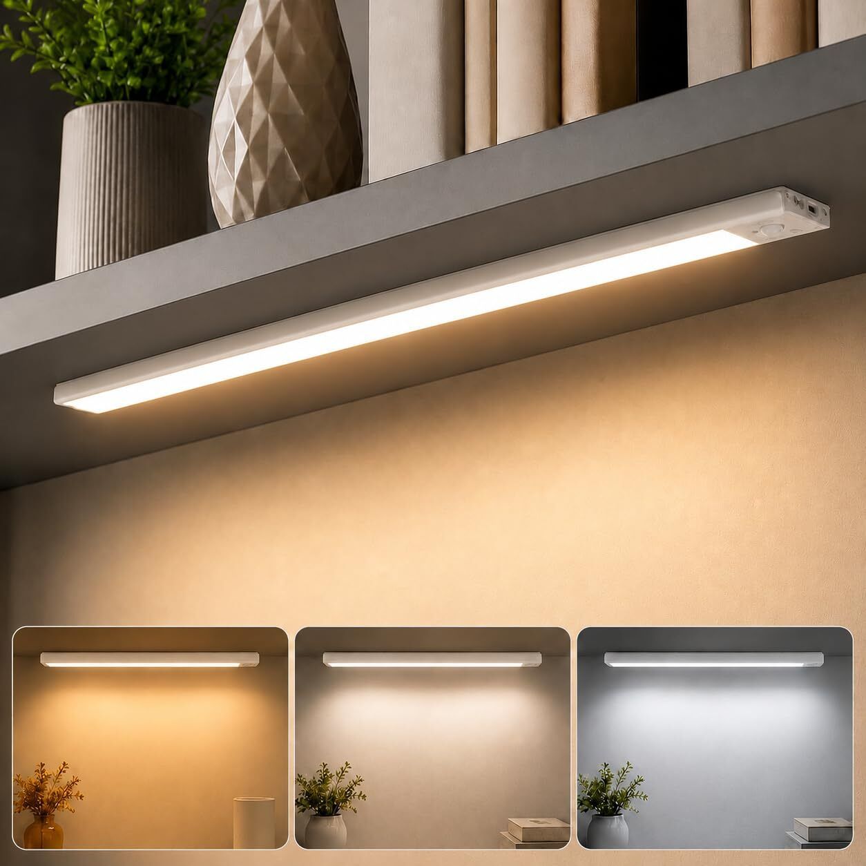Rechargeable Under Cabinet Motion Sensor LED Strip Light in 3 Color Temperature 5 W 4 cm Tube Light-image-21